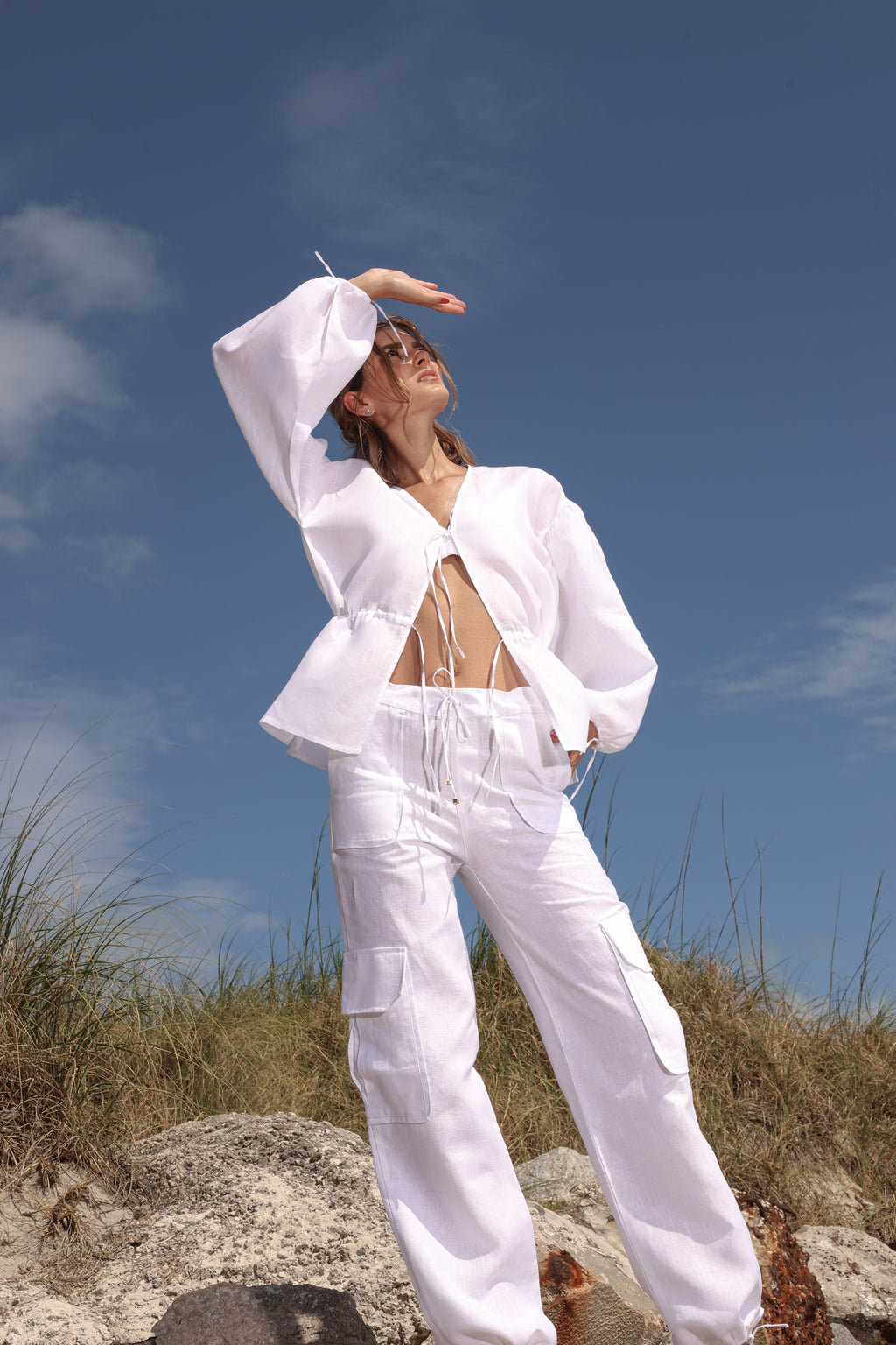 BLUSA LINO ABIERTA JARET CINTURA PECHO M/L RESORTE