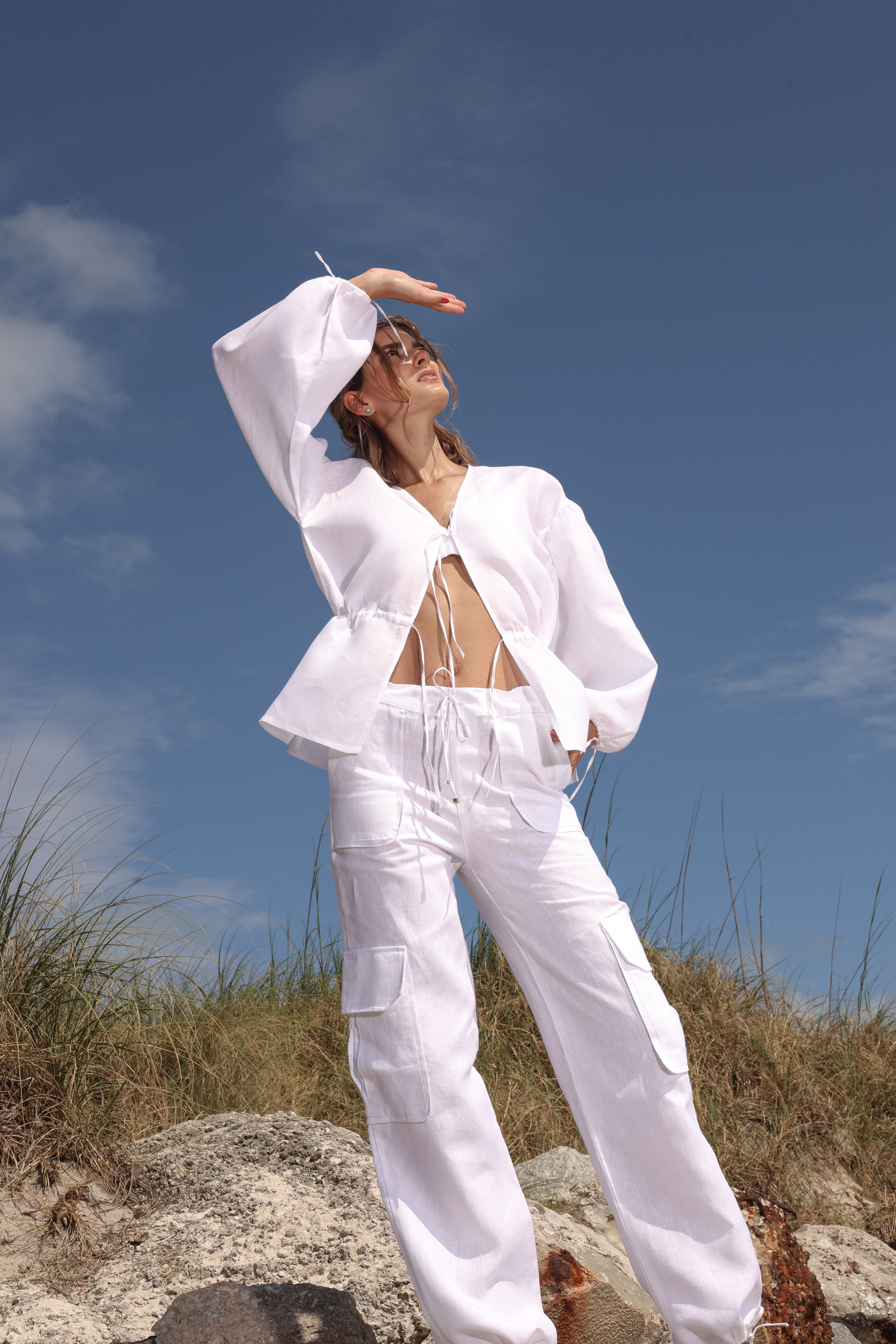 BLUSA LINO ABIERTA JARET CINTURA PECHO M/L RESORTE