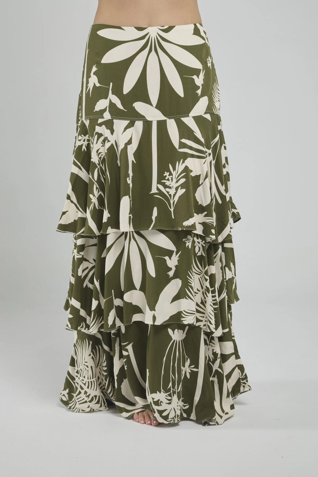 FALDA ESTAAMPADA HOJAS CAPAS BOLERO CIERRE LADOS