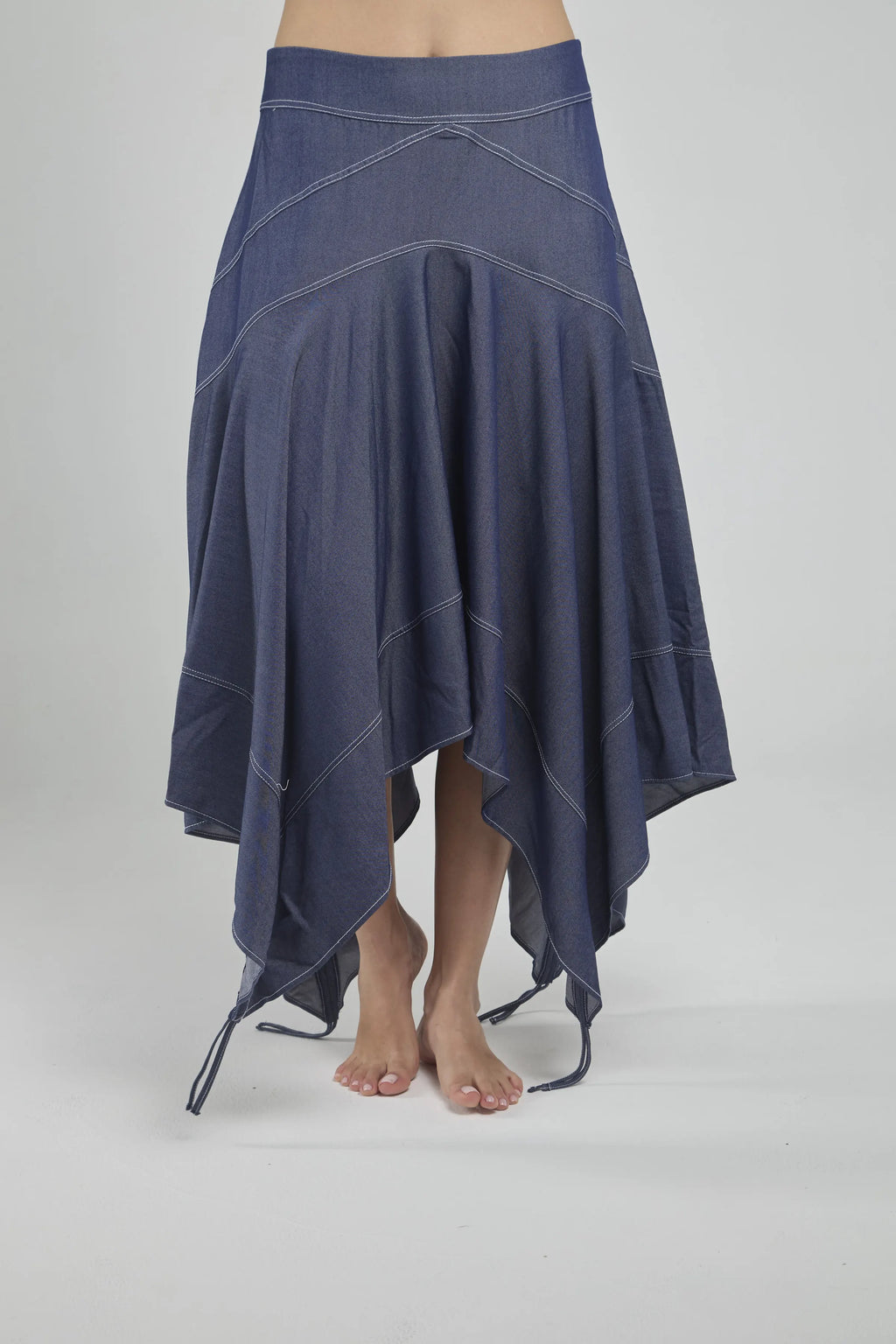 FALDA LARGA CORTE PESPUNTE PICOS RECOGIDO PUNTO