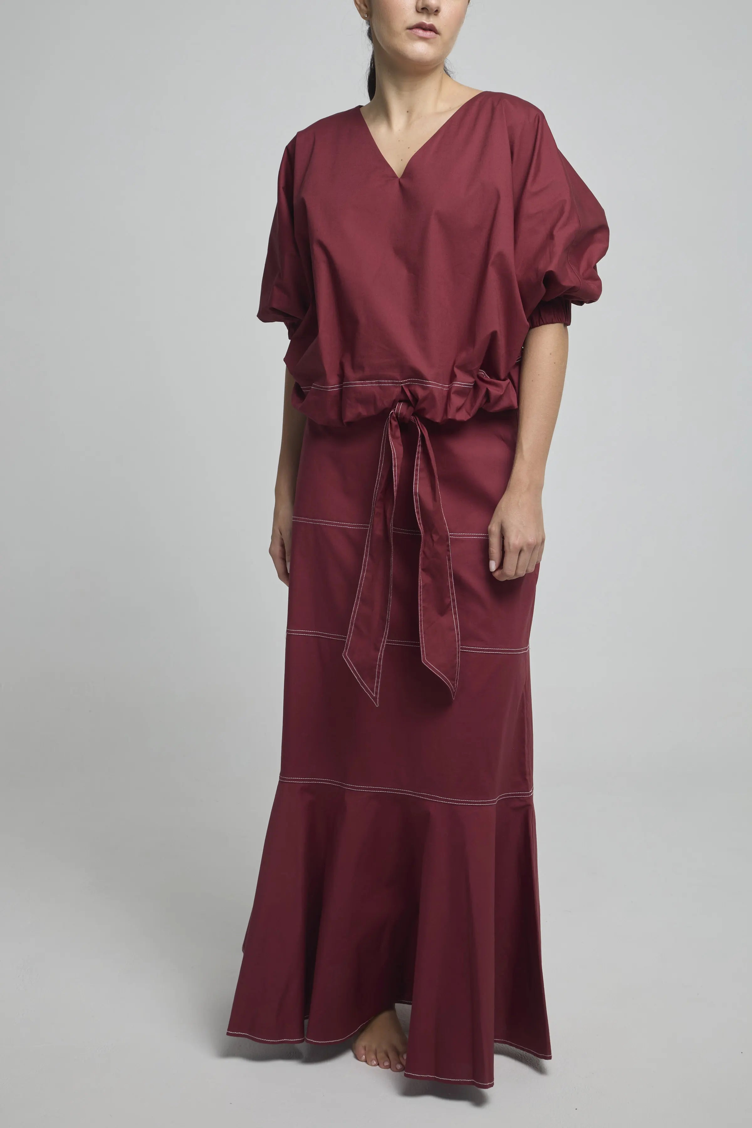 FALDA LARGA CORTE HORIZONTAL  FAJON PESPUNTE