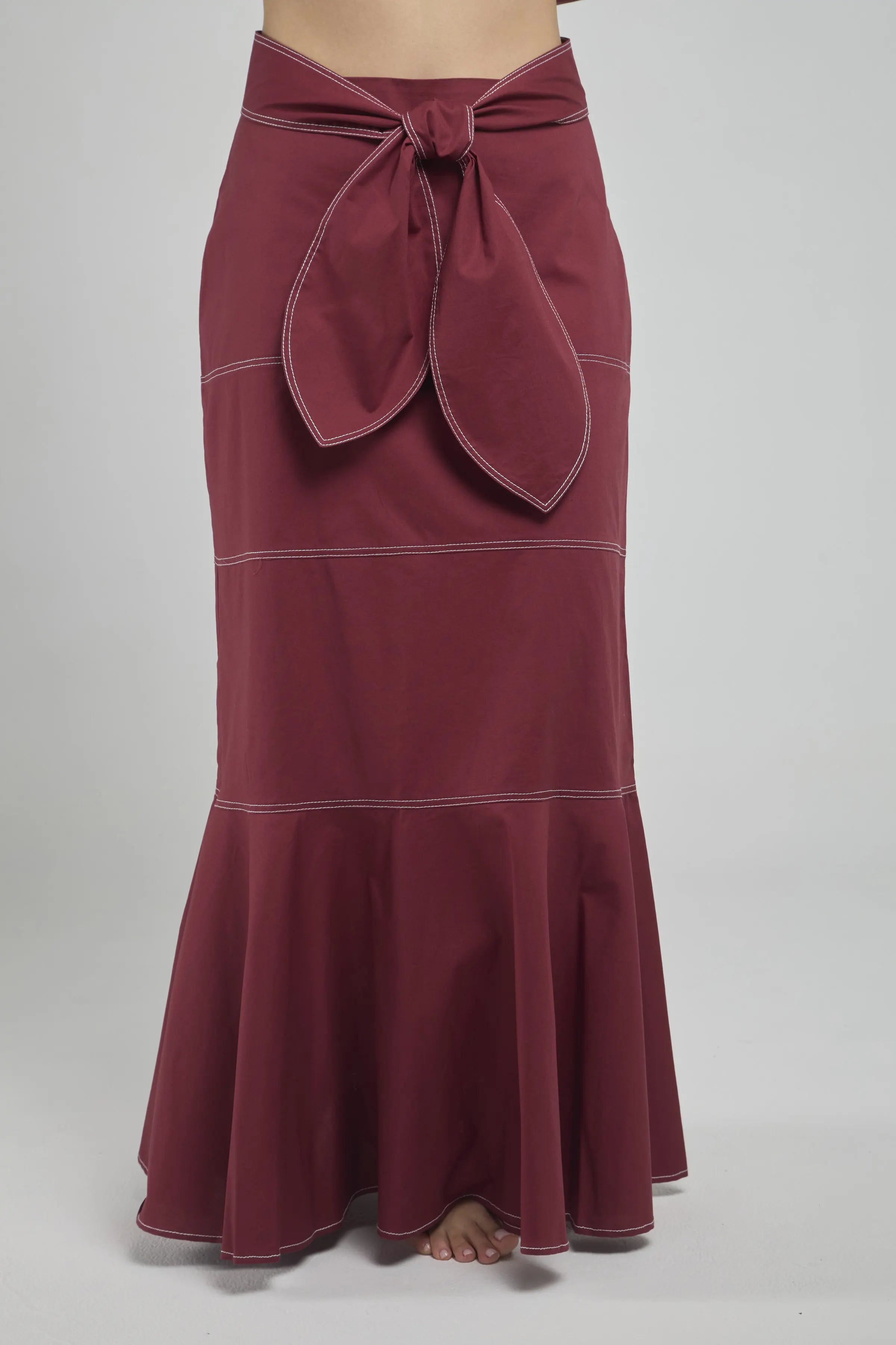 FALDA LARGA CORTE HORIZONTAL  FAJON PESPUNTE