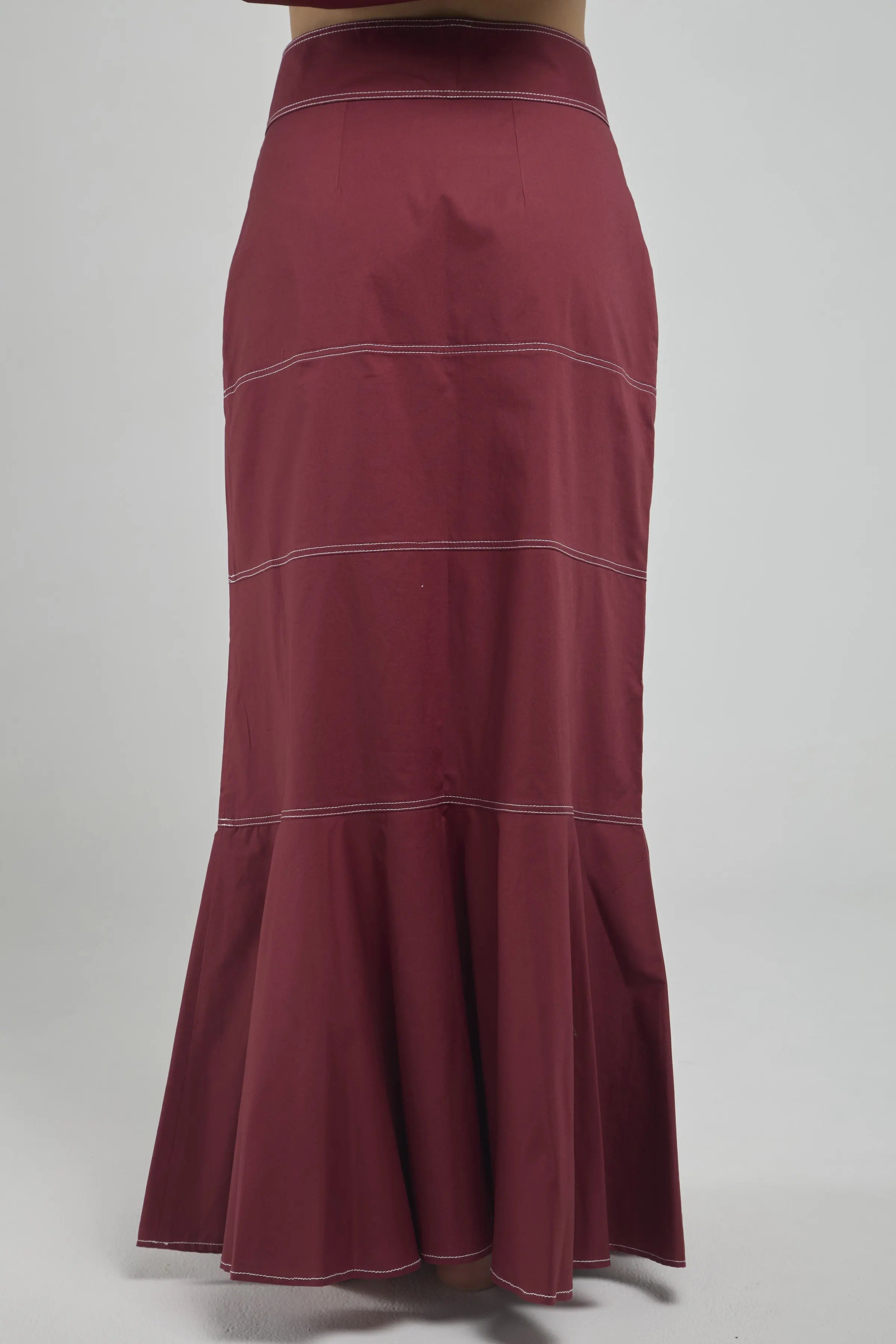 FALDA LARGA CORTE HORIZONTAL  FAJON PESPUNTE