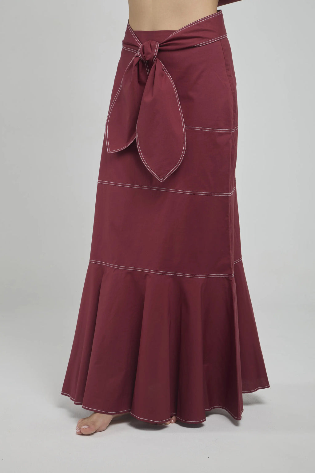 FALDA LARGA CORTE HORIZONTAL  FAJON PESPUNTE