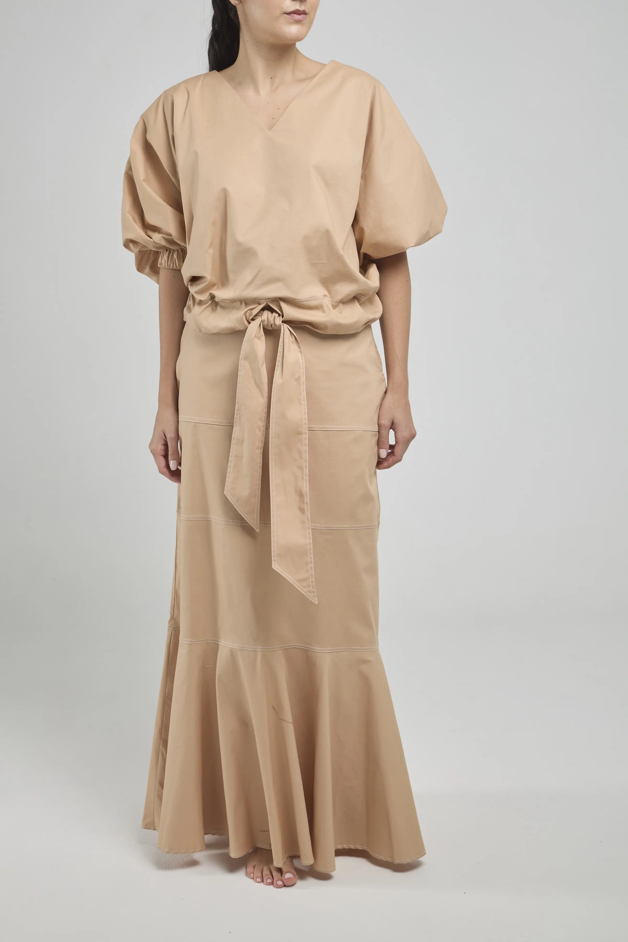 FALDA LARGA CORTE HORIZONTAL  FAJON PESPUNTE