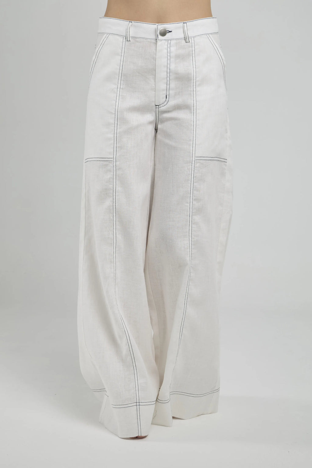 PANTALON ANCHO BOLSILLO CUADRADO  PESPUNTE PIERNA