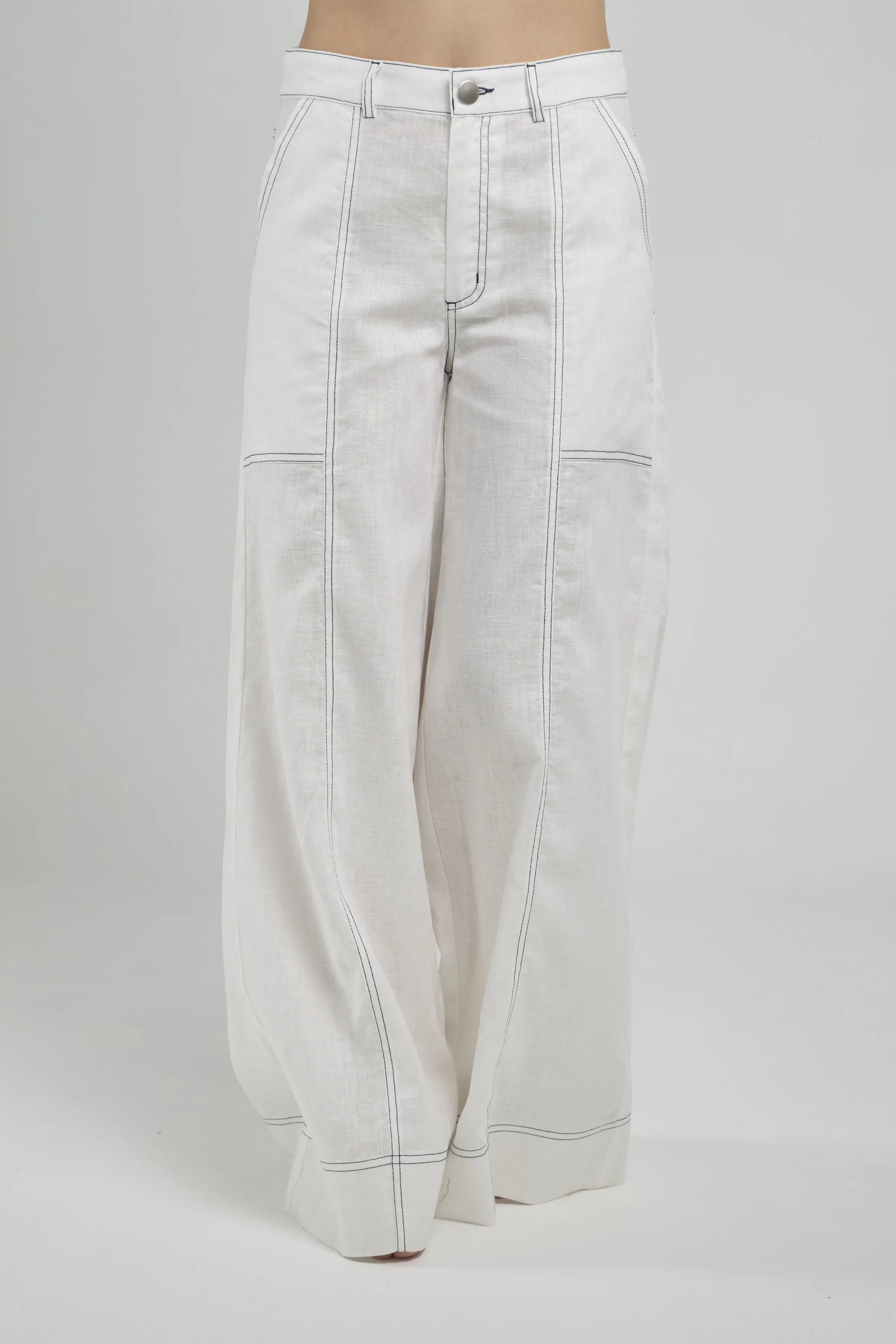 PANTALON ANCHO BOLSILLO CUADRADO  PESPUNTE PIERNA