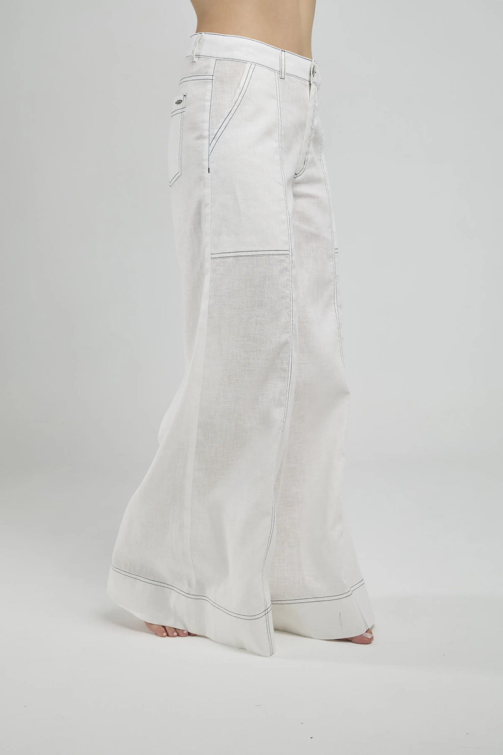 PANTALON ANCHO BOLSILLO CUADRADO  PESPUNTE PIERNA