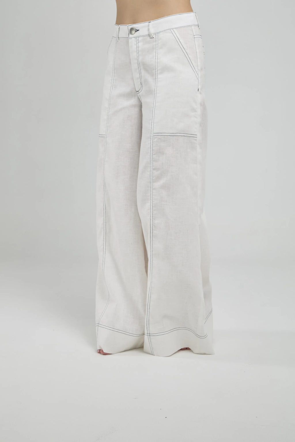 PANTALON ANCHO BOLSILLO CUADRADO  PESPUNTE PIERNA