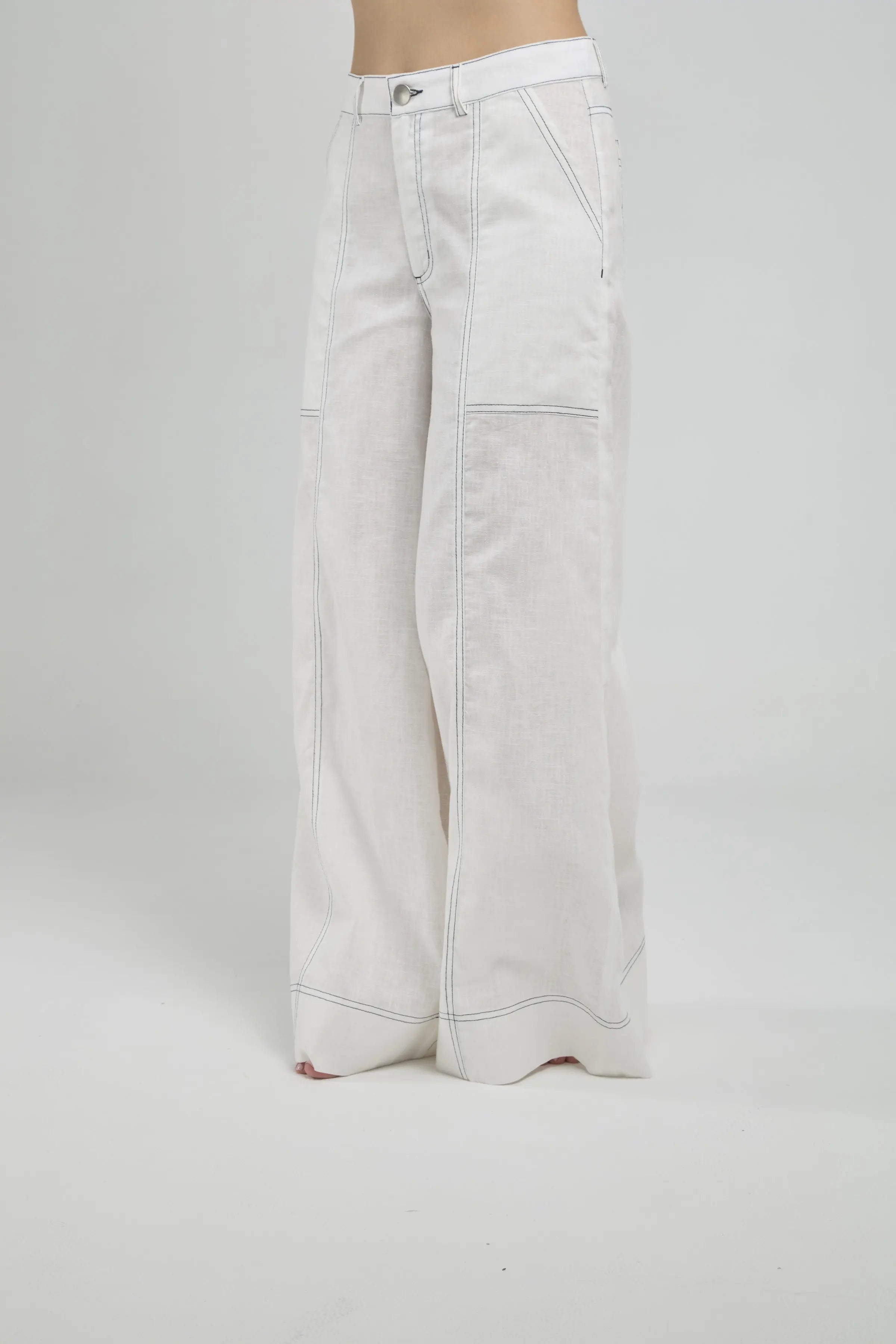 PANTALON ANCHO BOLSILLO CUADRADO  PESPUNTE PIERNA