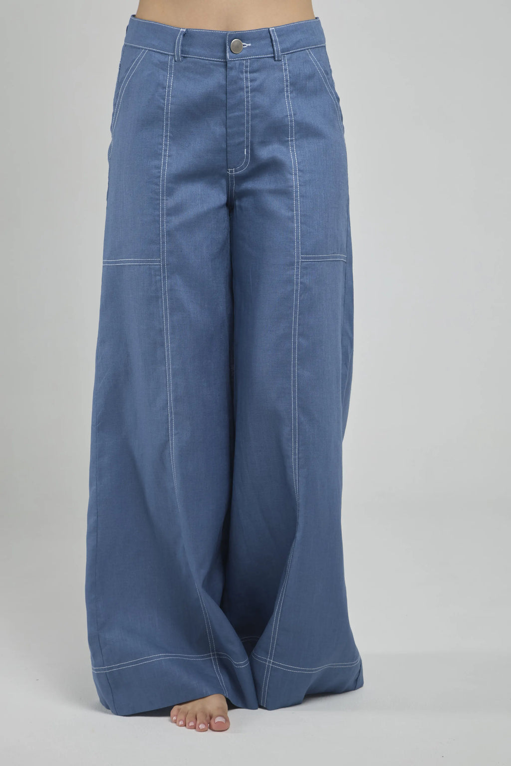 PANTALON ANCHO BOLSILLO CUADRADO  PESPUNTE PIERNA