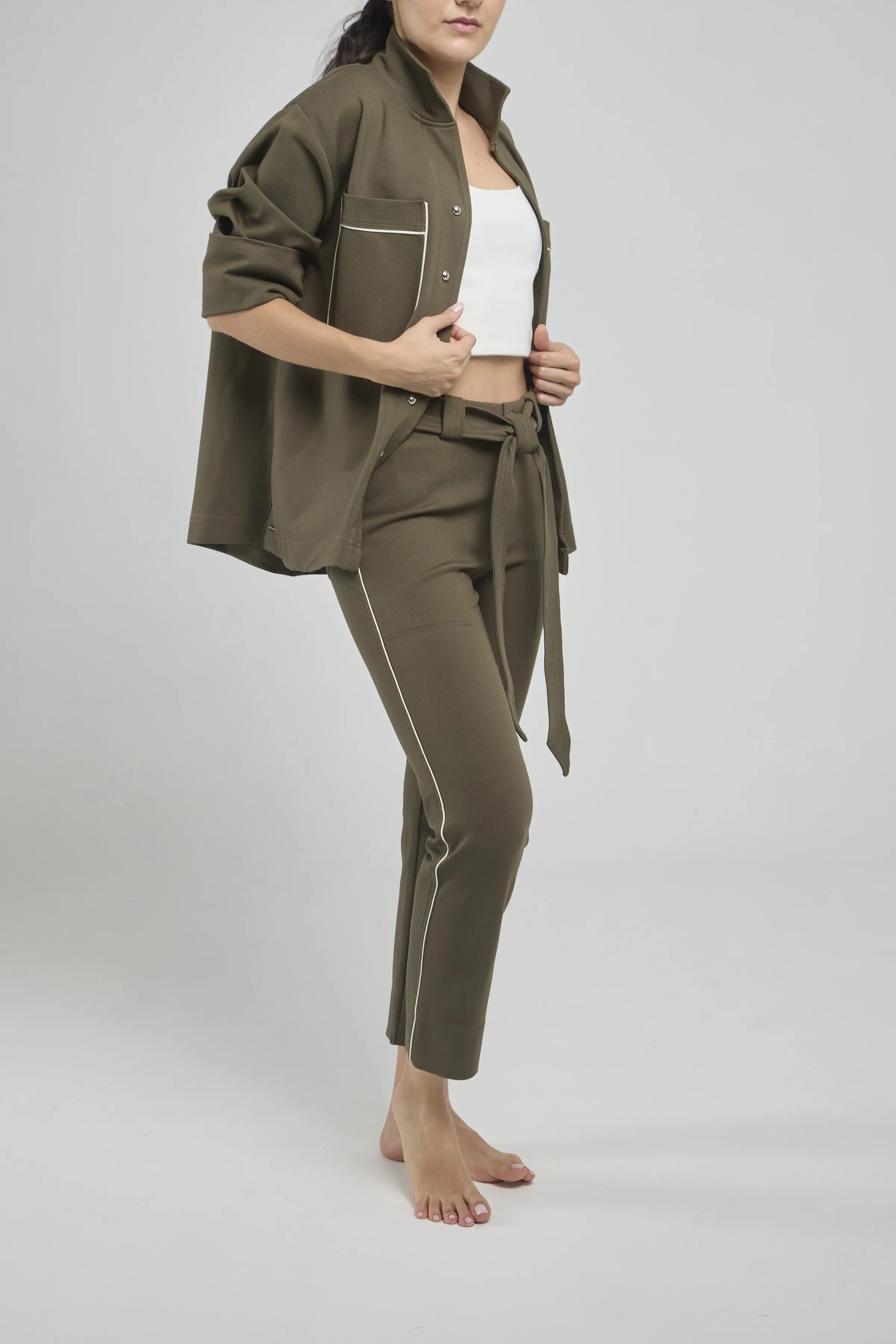 CHAQUETA LARGA CUELLO NERU BOLSILLOS DELANTE MANGA 3/4