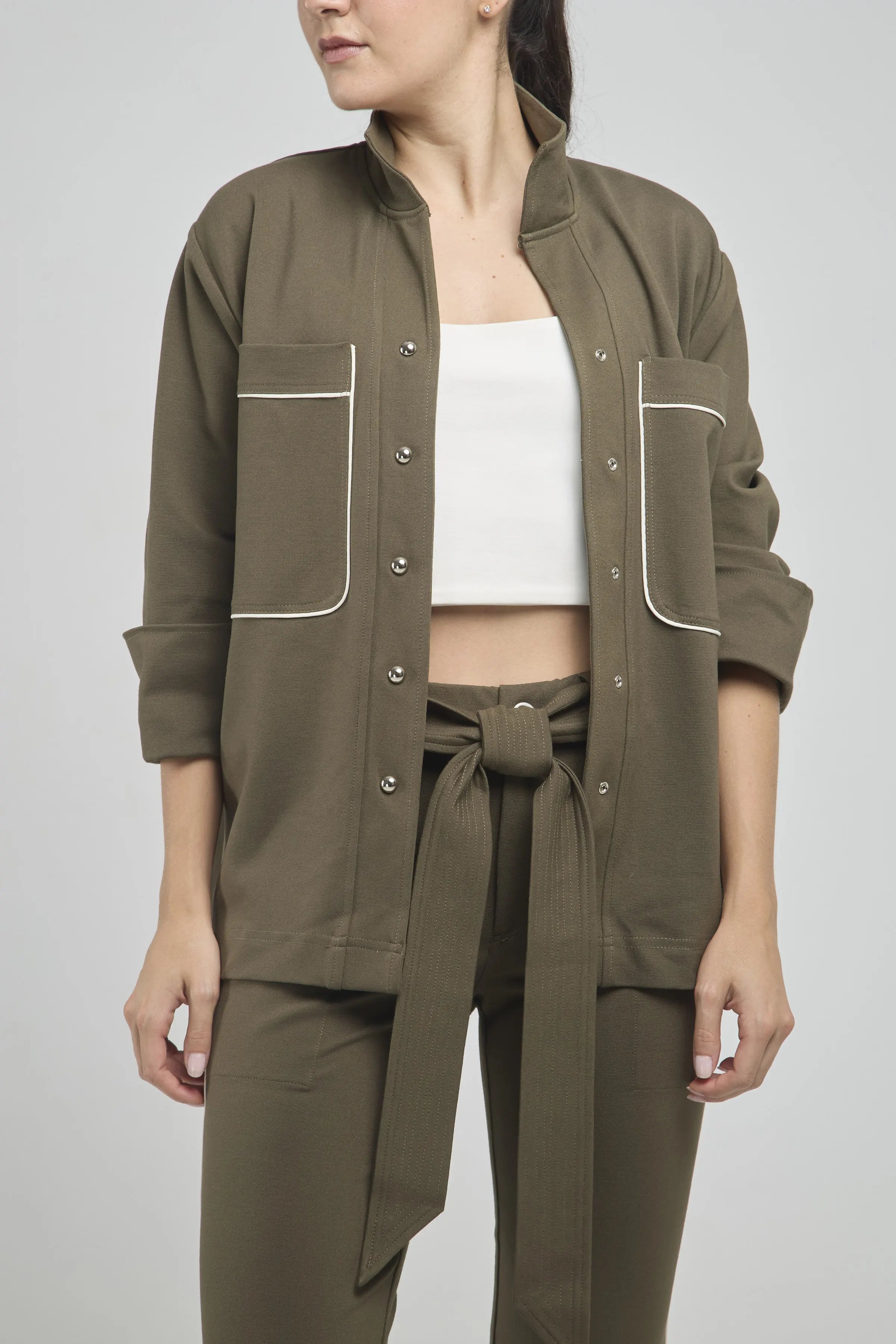 CHAQUETA LARGA CUELLO NERU BOLSILLOS DELANTE MANGA 3/4