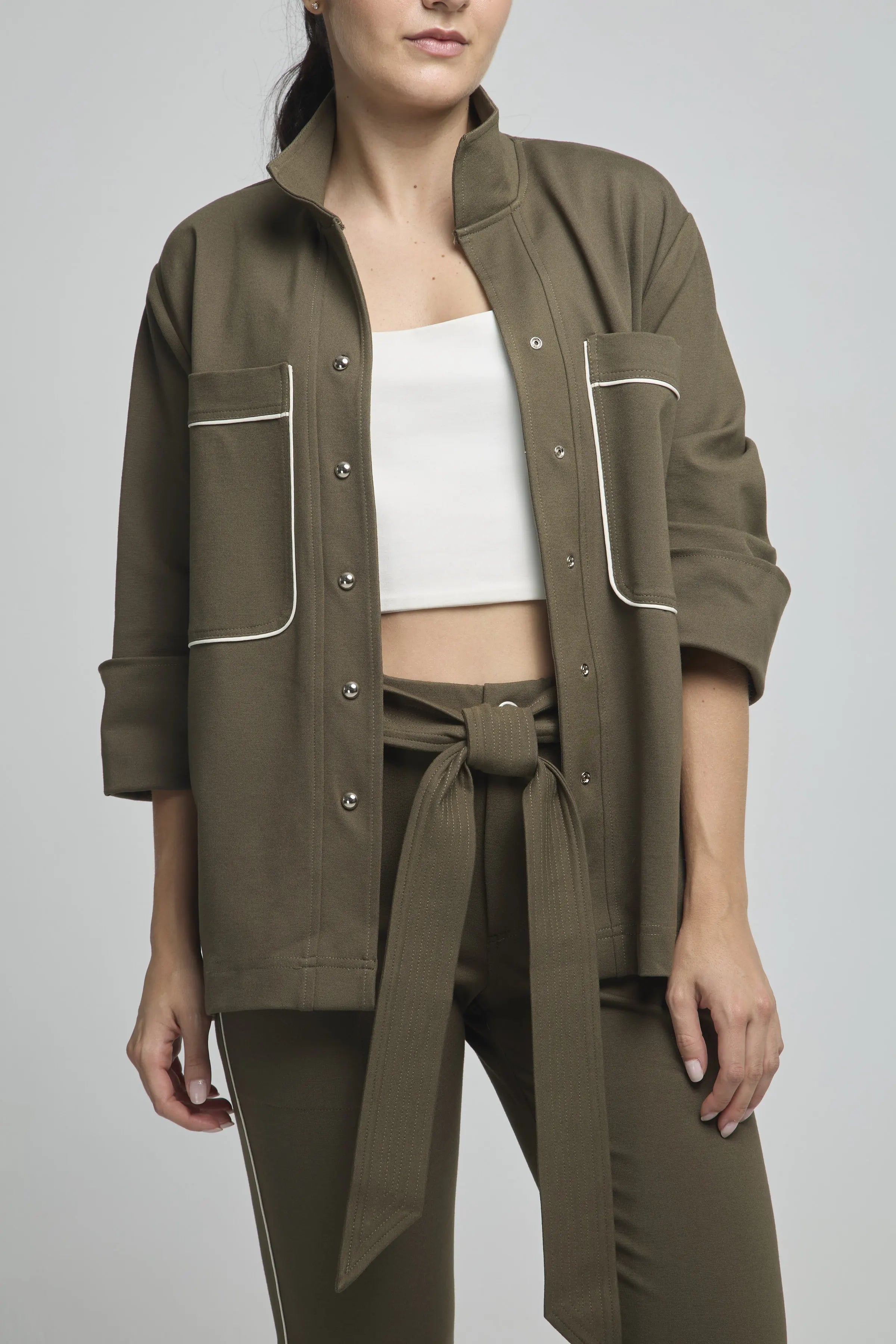 CHAQUETA LARGA CUELLO NERU BOLSILLOS DELANTE MANGA 3/4