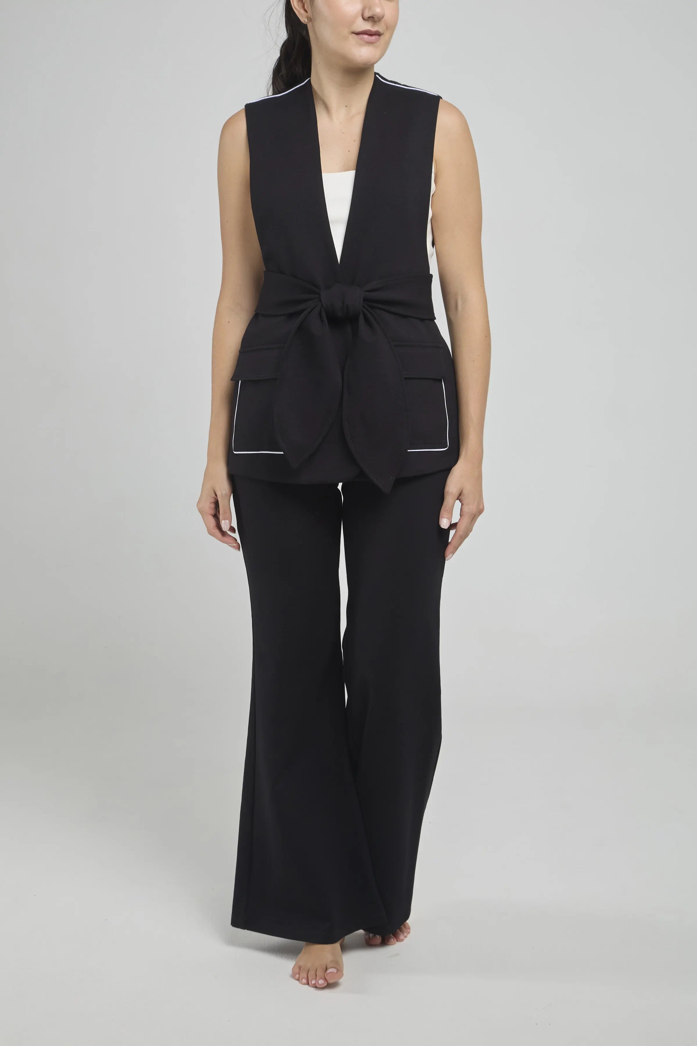 CHALECO CINTURON BOLSILLO TAPA SESGO HOMBRO BOLSILLO