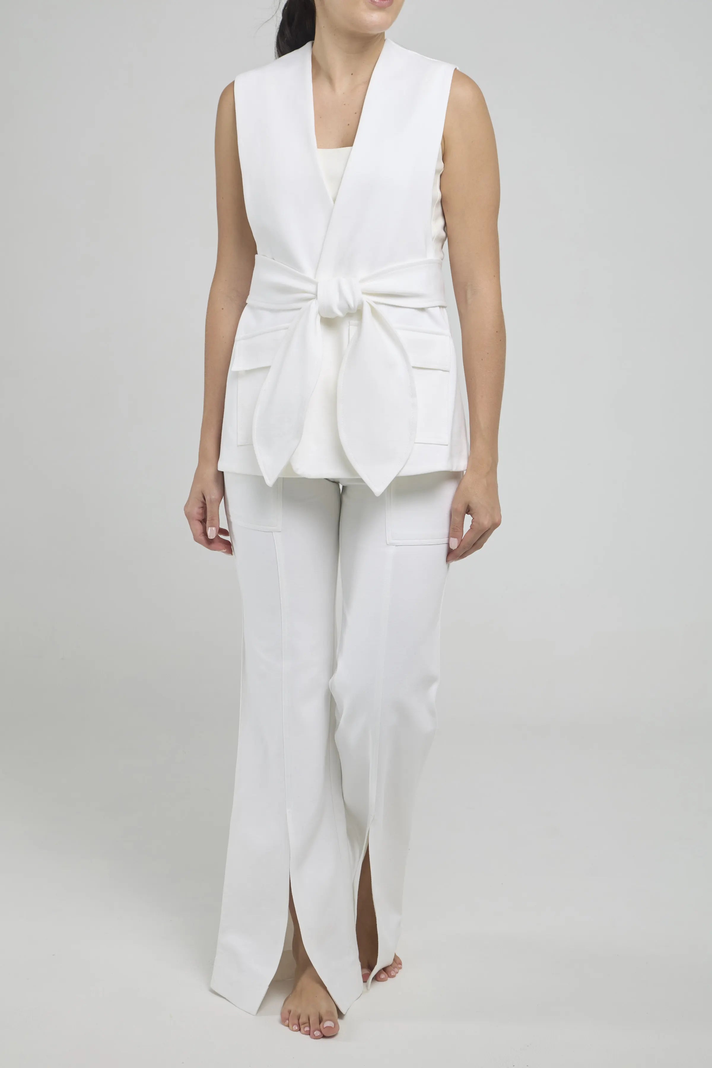 CHALECO CINTURON BOLSILLO TAPA SESGO HOMBRO BOLSILLO