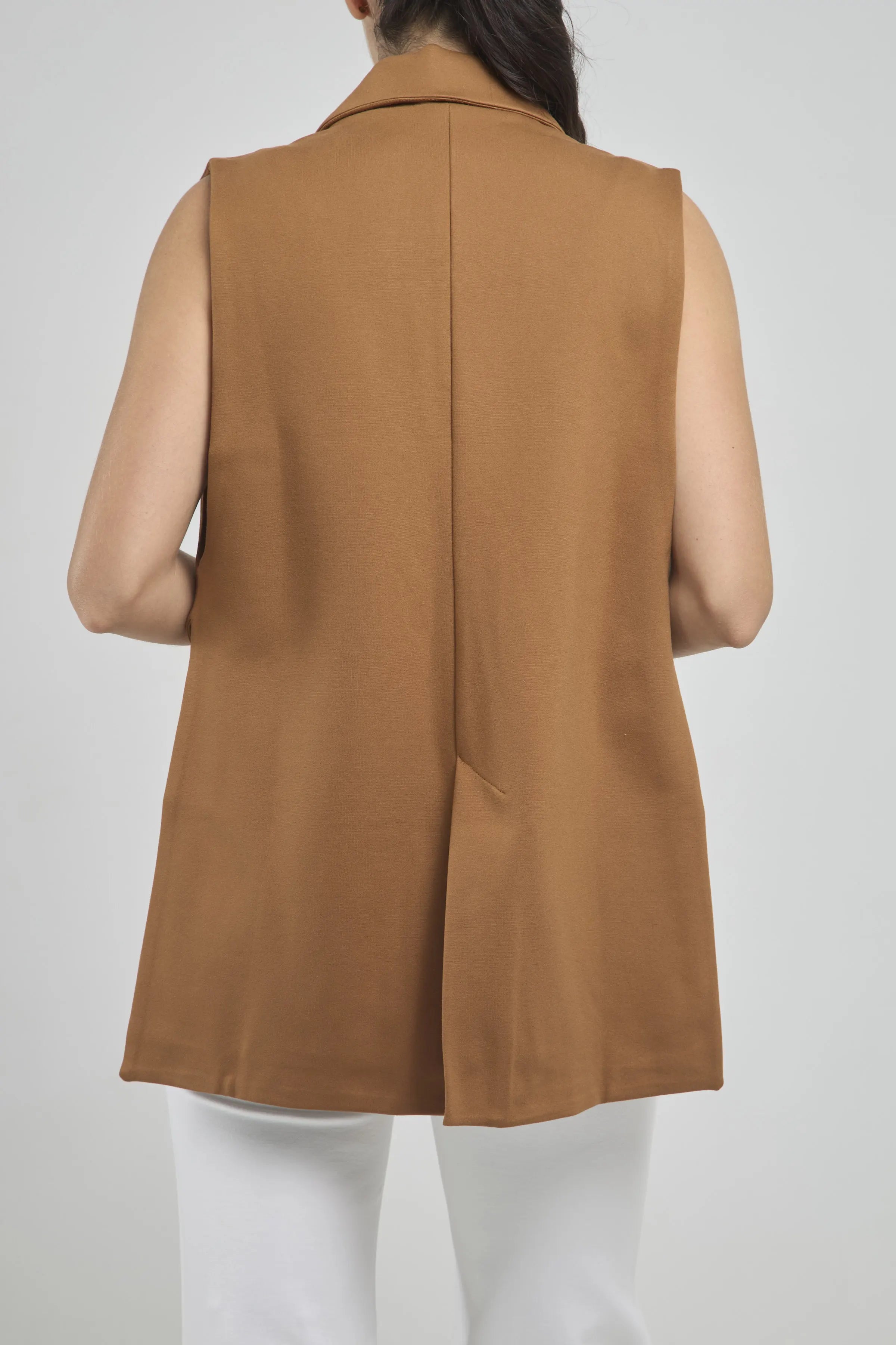 CHALECO LARGO CUELLO V CAMISERO ABERTURA LADOS