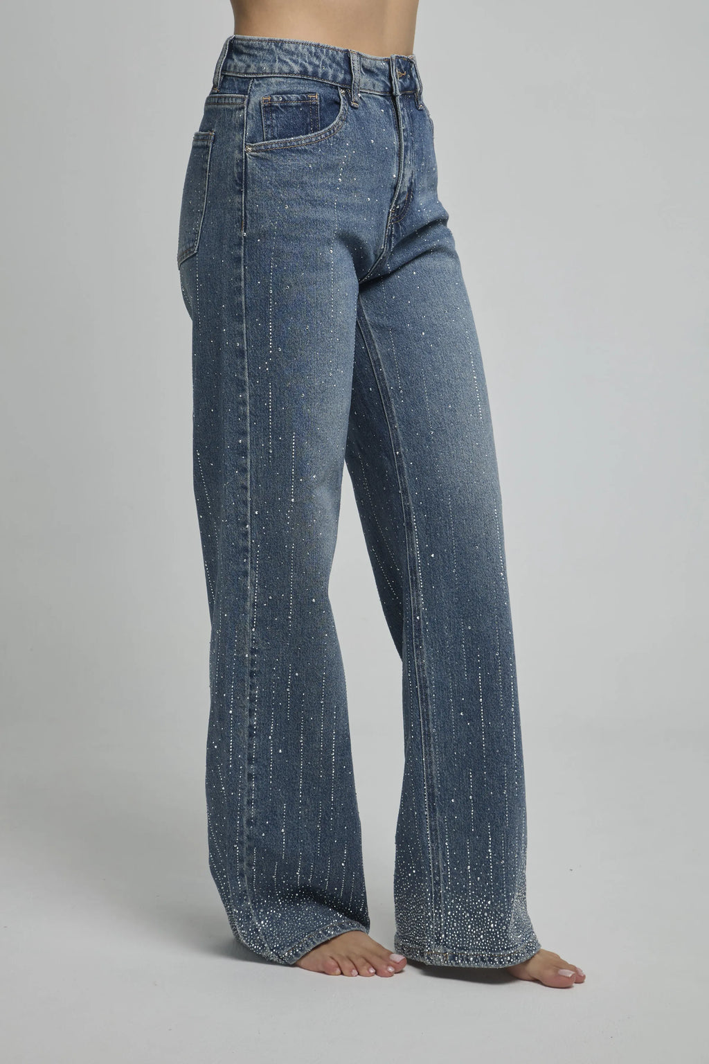 JEANS DESGASTADO COLOR BOTA RECTA CHISPAS LLUVIA