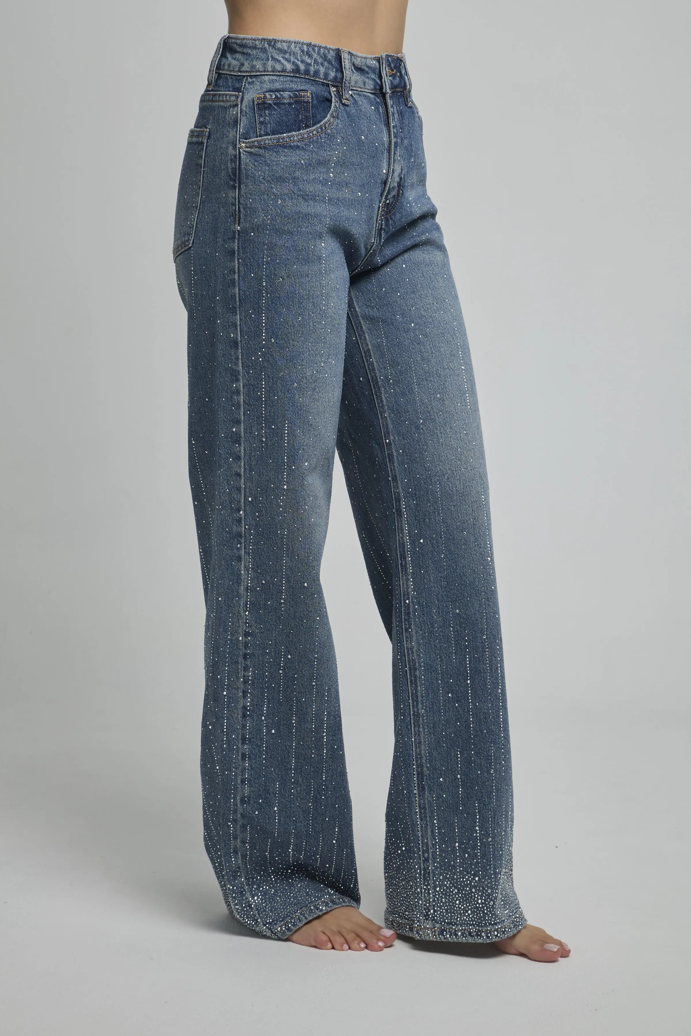 JEANS DESGASTADO COLOR BOTA RECTA CHISPAS LLUVIA