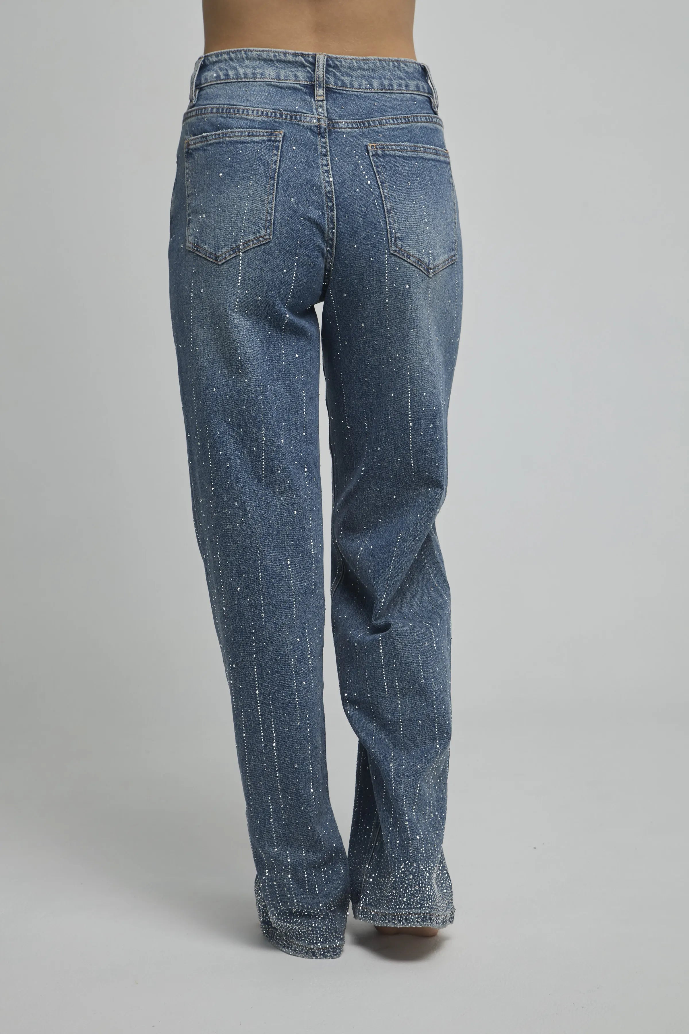 JEANS DESGASTADO COLOR BOTA RECTA CHISPAS LLUVIA