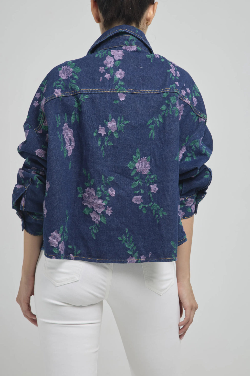 CHAQUETA ESTAMPADA FLORES BOTON BOLSILLO TAPAS C/C M/L