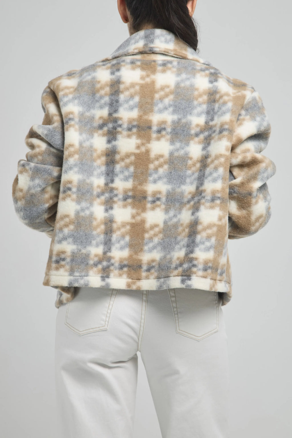 CHAQUETA LANA BOTON ESTAMPADO CUADRO BOLSILLO TAPA