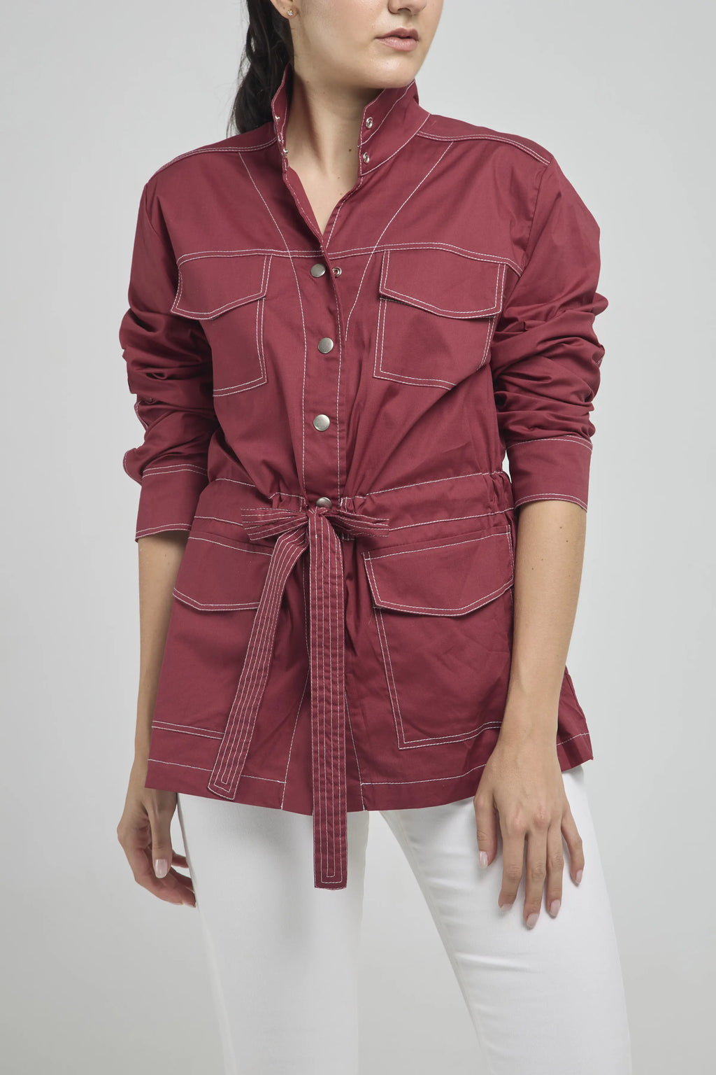 CHAQUETA TIPO SAFARI CODERA CINTURA PESPUNTE  C/N