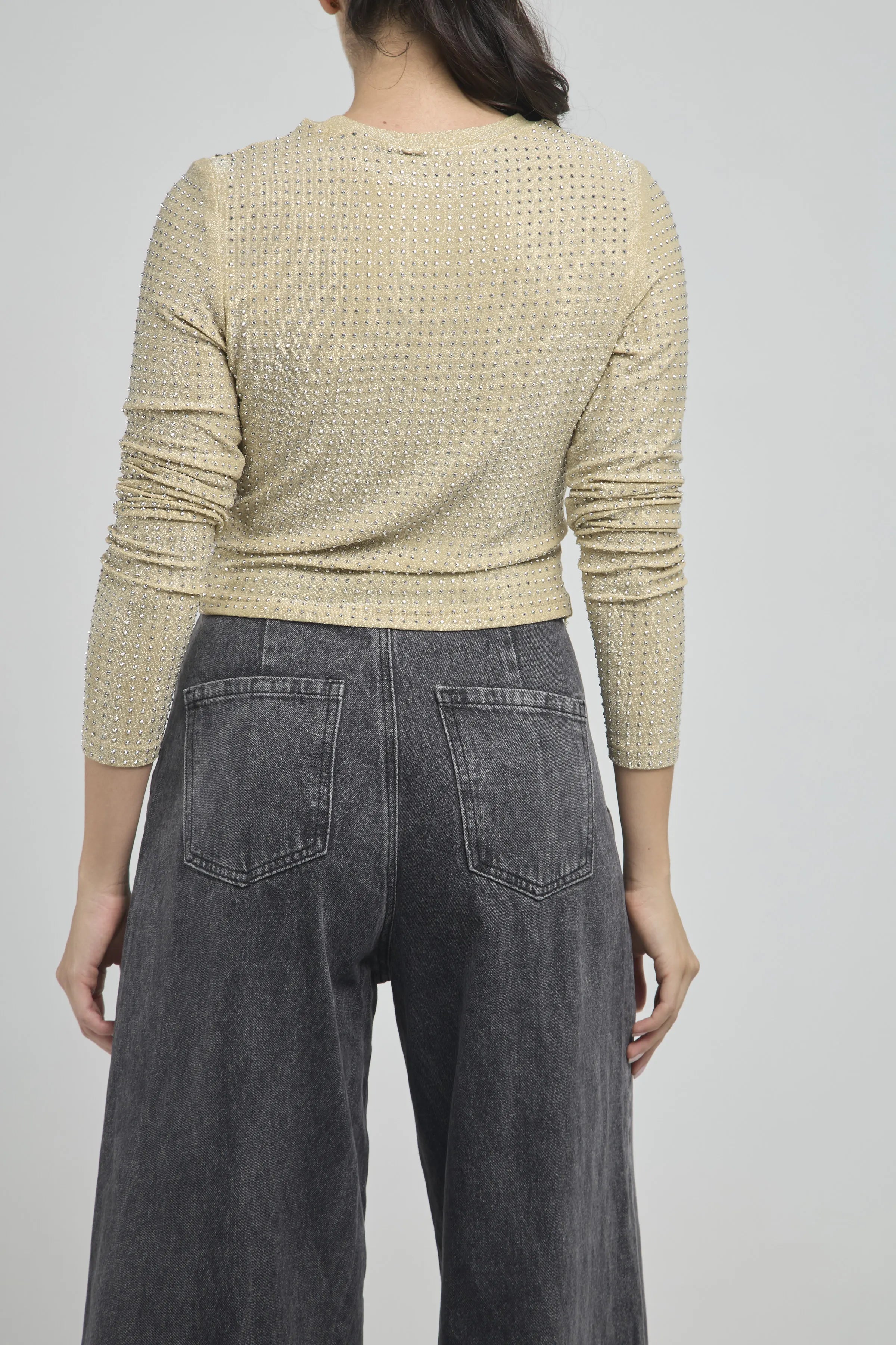 CAMISETA MANGA LARGA CUELLO REDONDO CON CHISPAS