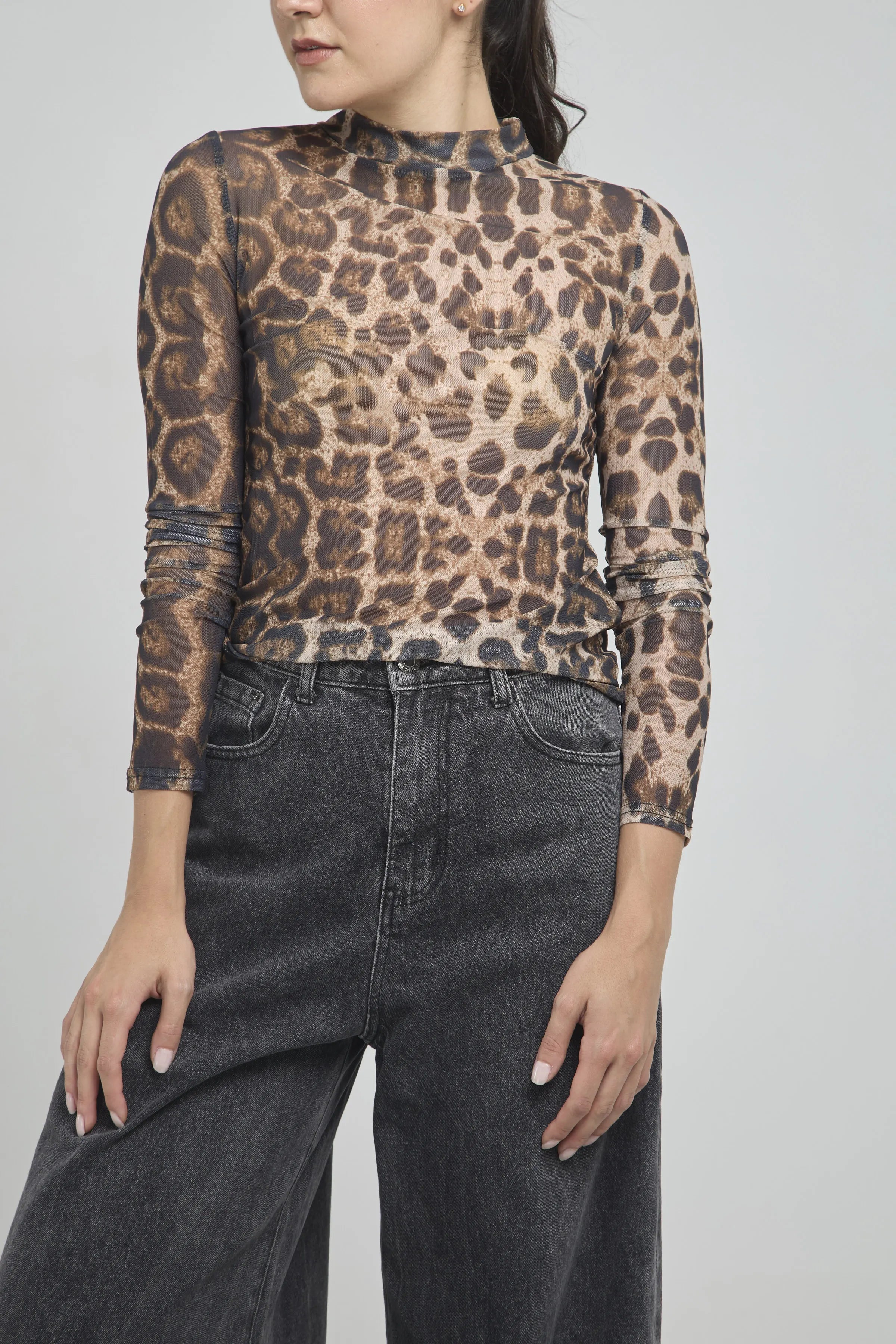 CAMISETA MANGA LARGA MALLA ANIMAL PRINT CUELLO NERU