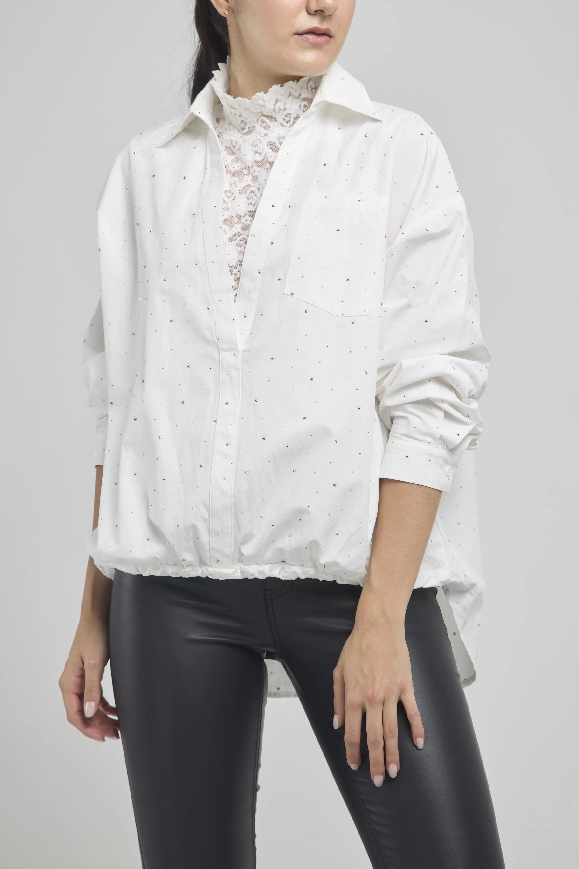 CAMISA CHISPAS TOP INTERNO BLONDA MANGA LARGA CUELLO CAMISERO