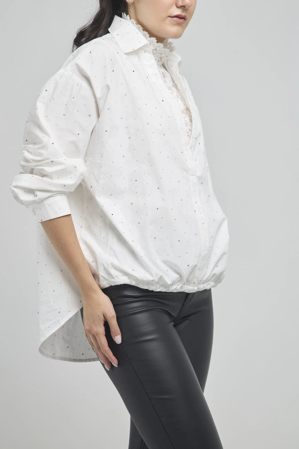 CAMISA CHISPAS TOP INTERNO BLONDA MANGA LARGA CUELLO CAMISERO