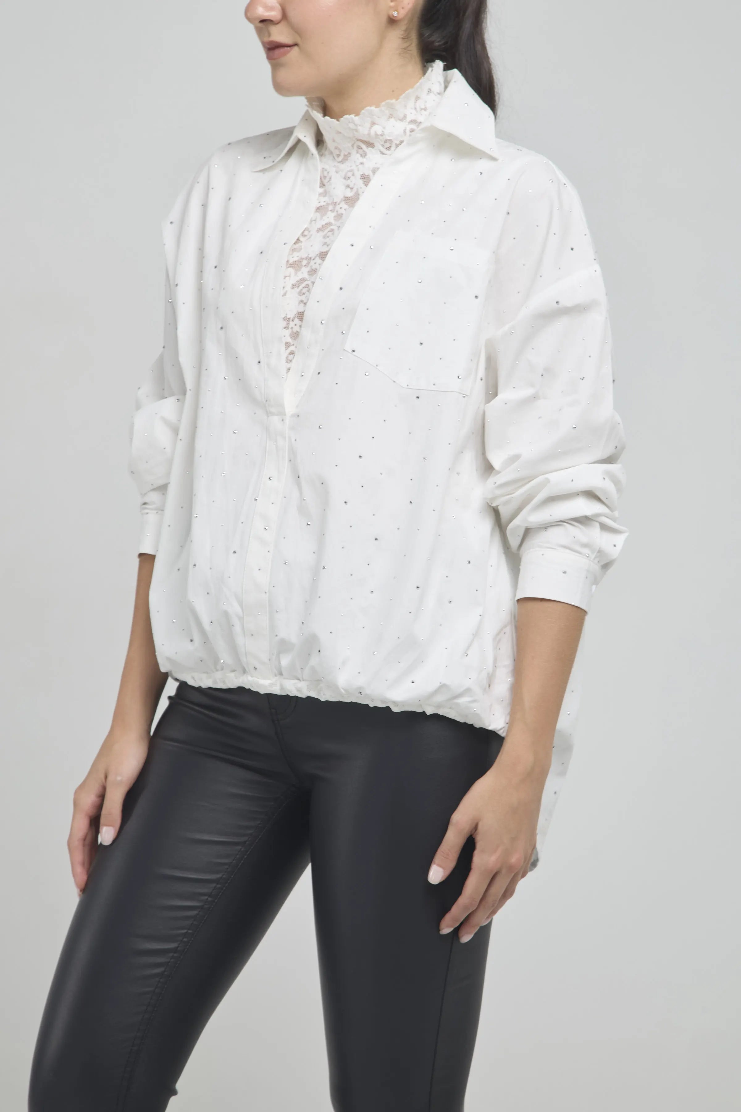 CAMISA CHISPAS TOP INTERNO BLONDA MANGA LARGA CUELLO CAMISERO