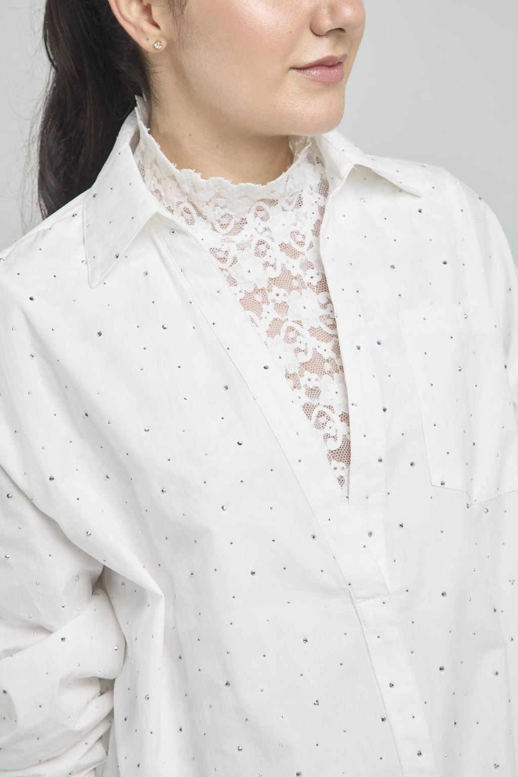 CAMISA CHISPAS TOP INTERNO BLONDA MANGA LARGA CUELLO CAMISERO