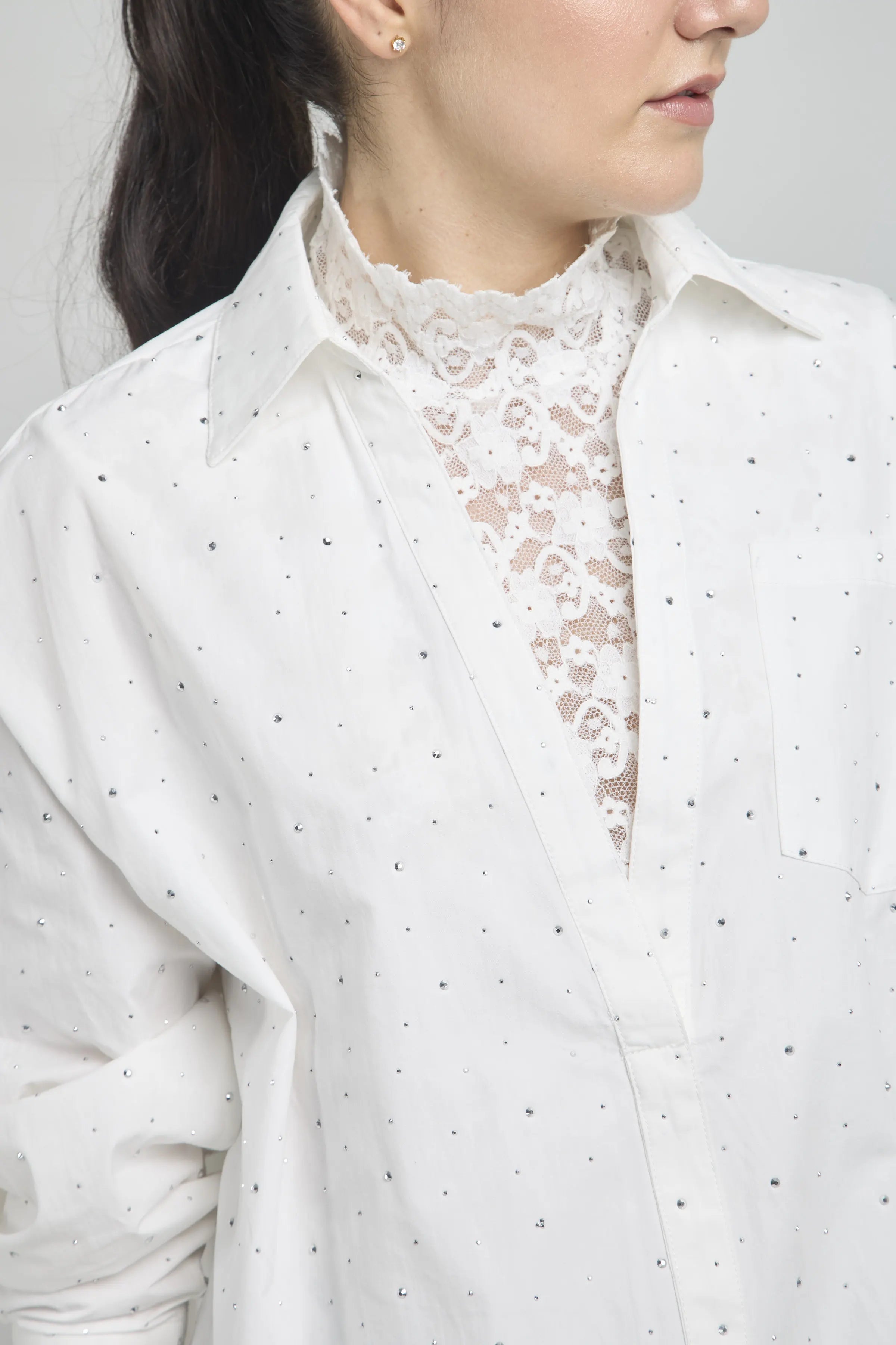 CAMISA CHISPAS TOP INTERNO BLONDA MANGA LARGA CUELLO CAMISERO