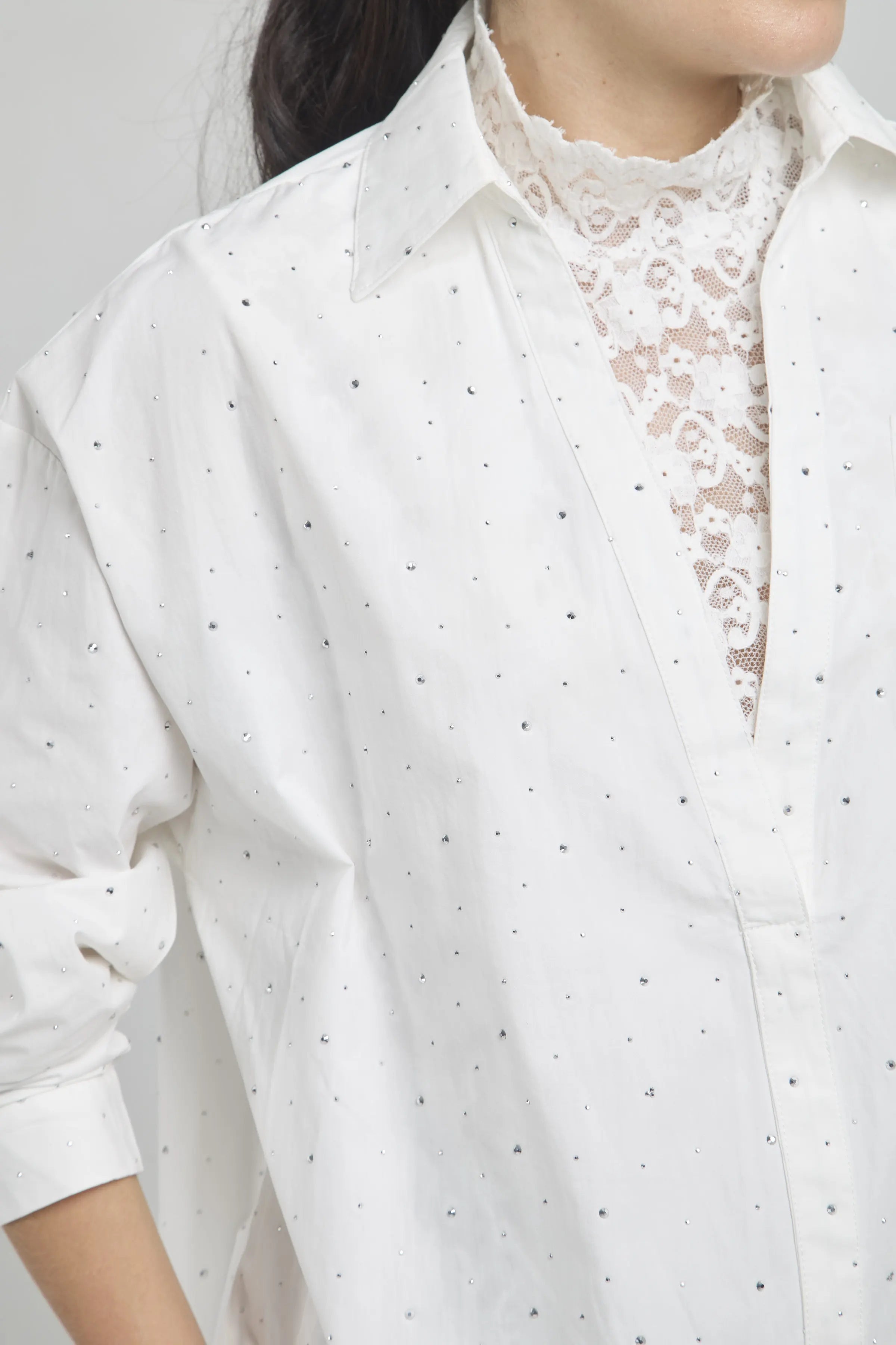 CAMISA CHISPAS TOP INTERNO BLONDA MANGA LARGA CUELLO CAMISERO