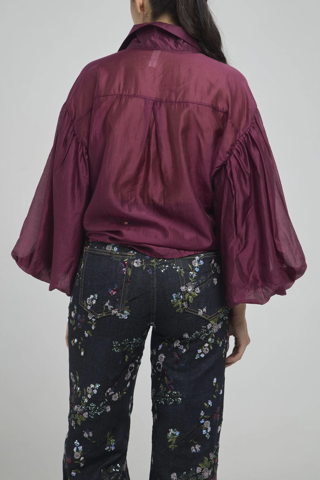 CAMISA MANGA BOMBACHA MANGA 3/4 CUELLO CAMISERO BOTONES