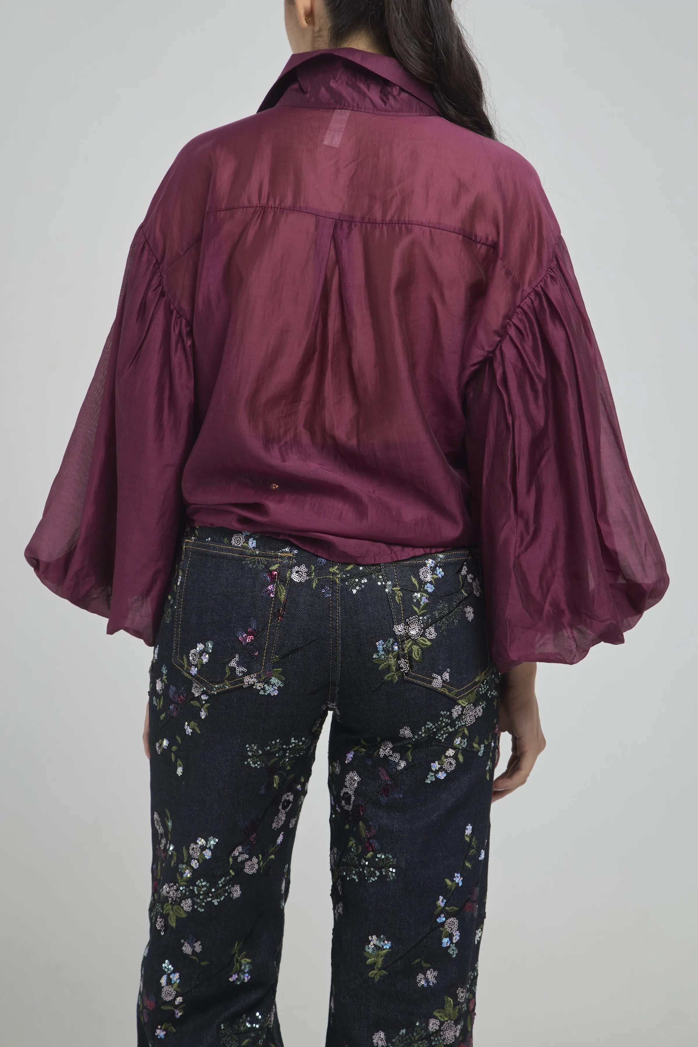 CAMISA MANGA BOMBACHA MANGA 3/4 CUELLO CAMISERO BOTONES