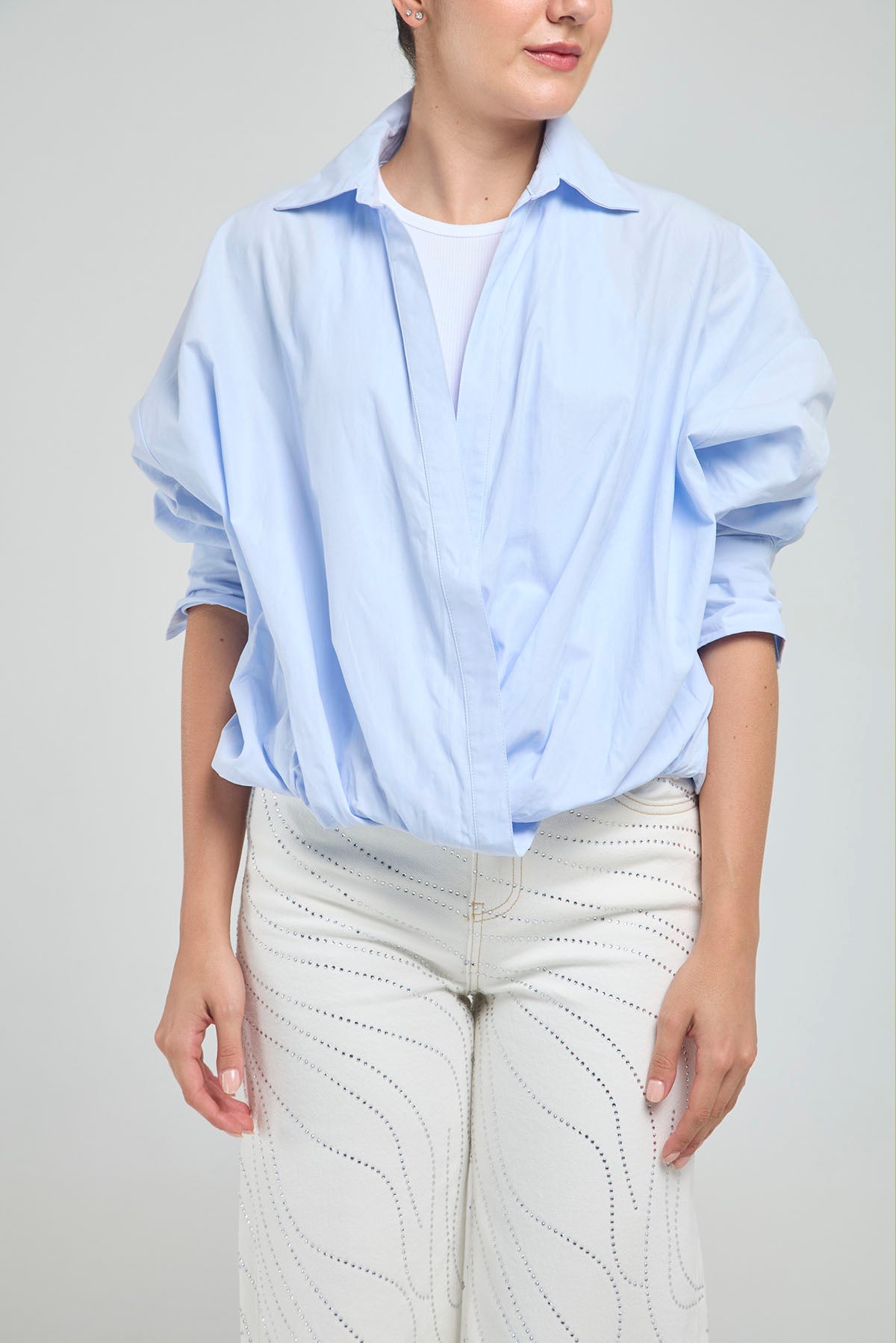 CAMISA CON TOP INTERNO RESORTE PRETINA  M/L CUELLO CAMISERO