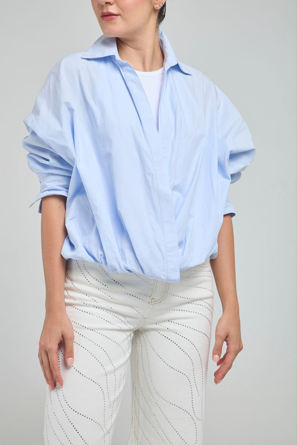 CAMISA CON TOP INTERNO RESORTE PRETINA  M/L CUELLO CAMISERO