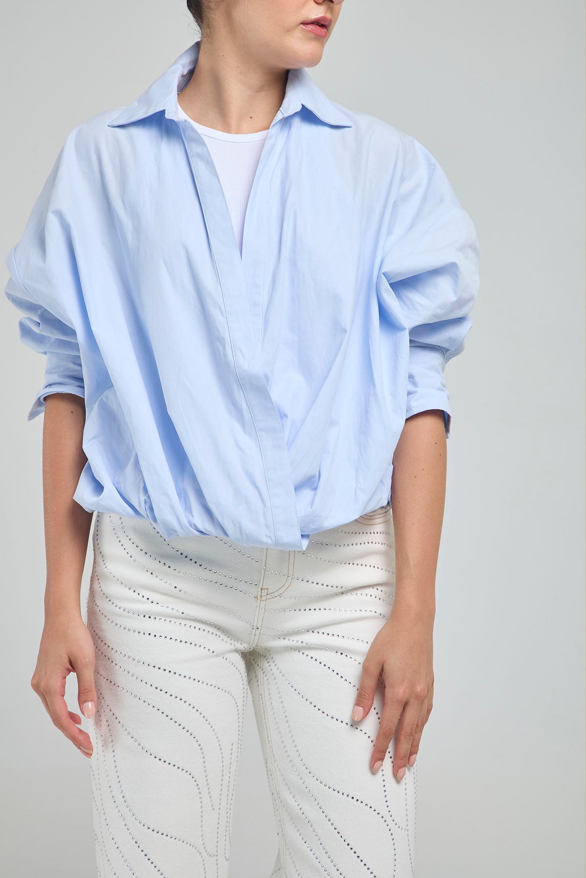 CAMISA CON TOP INTERNO RESORTE PRETINA  M/L CUELLO CAMISERO
