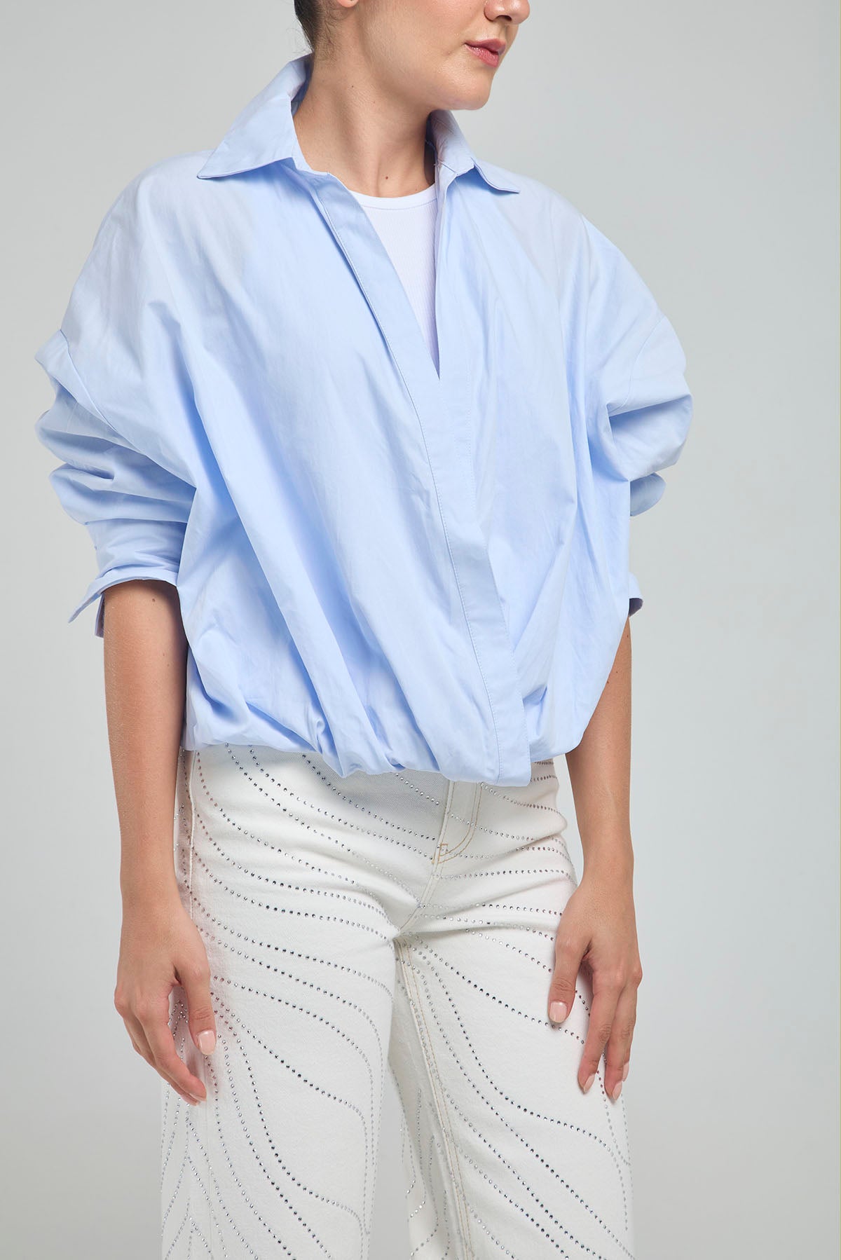 CAMISA CON TOP INTERNO RESORTE PRETINA  M/L CUELLO CAMISERO