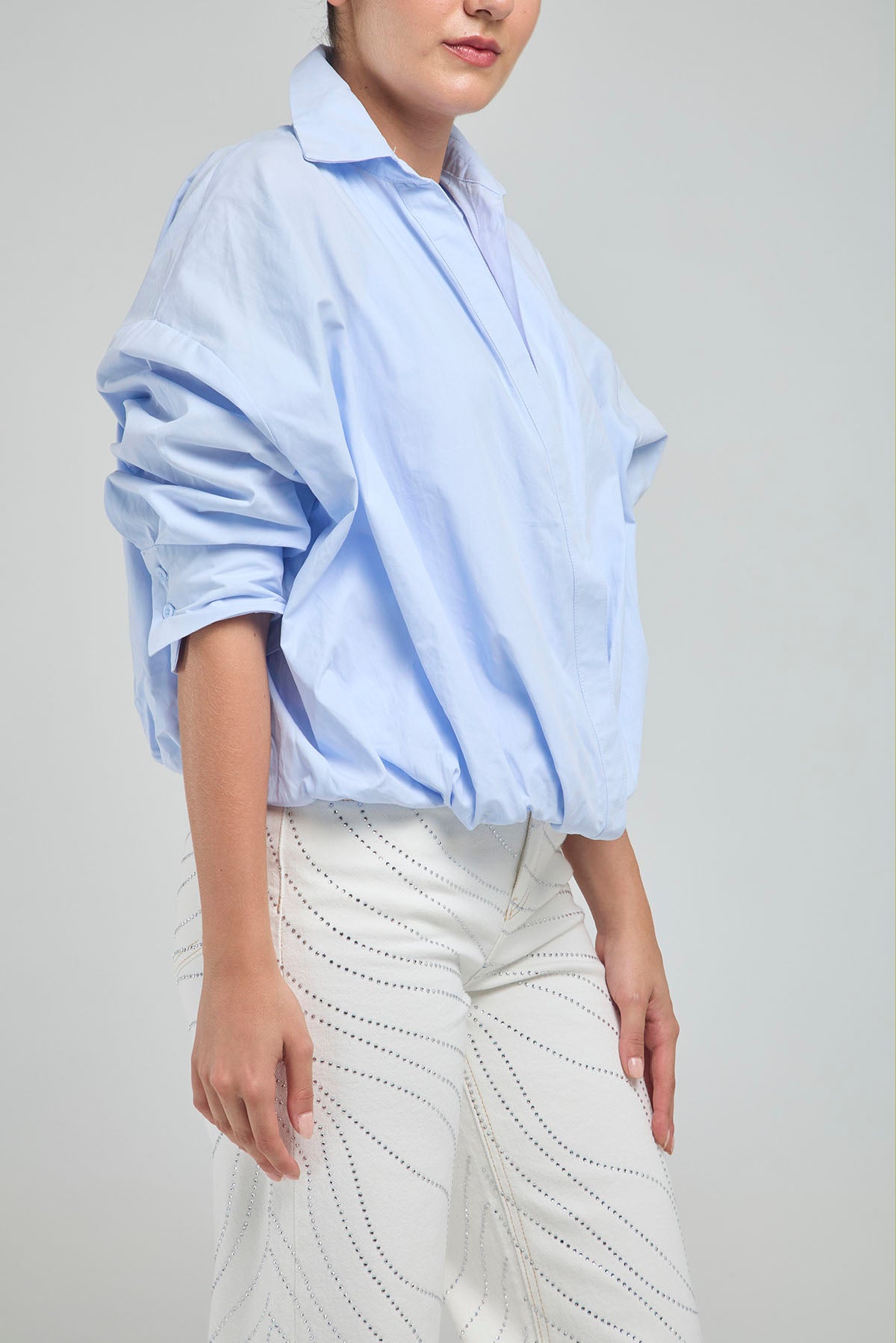 CAMISA CON TOP INTERNO RESORTE PRETINA  M/L CUELLO CAMISERO