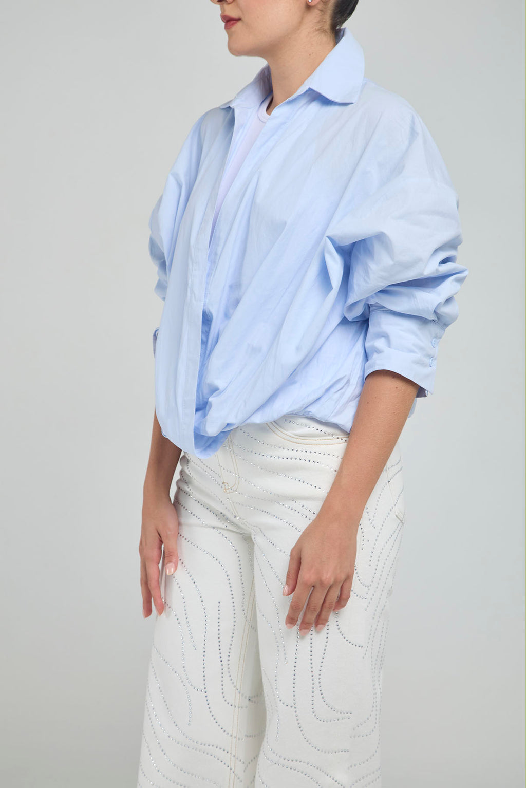 CAMISA CON TOP INTERNO RESORTE PRETINA  M/L CUELLO CAMISERO