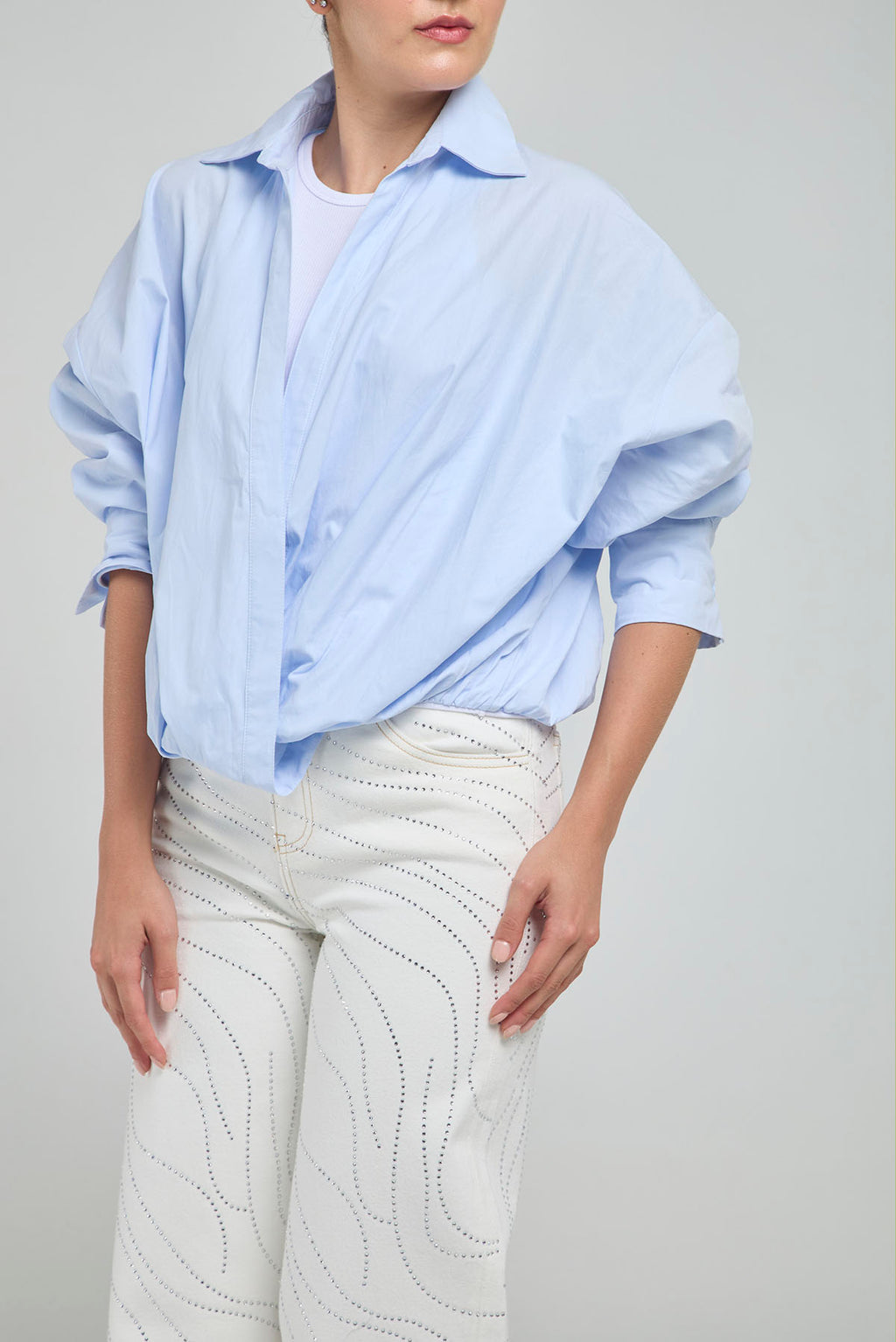 CAMISA CON TOP INTERNO RESORTE PRETINA  M/L CUELLO CAMISERO
