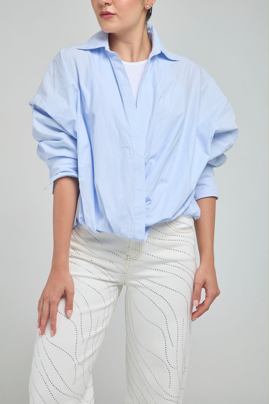 CAMISA CON TOP INTERNO RESORTE PRETINA  M/L CUELLO CAMISERO