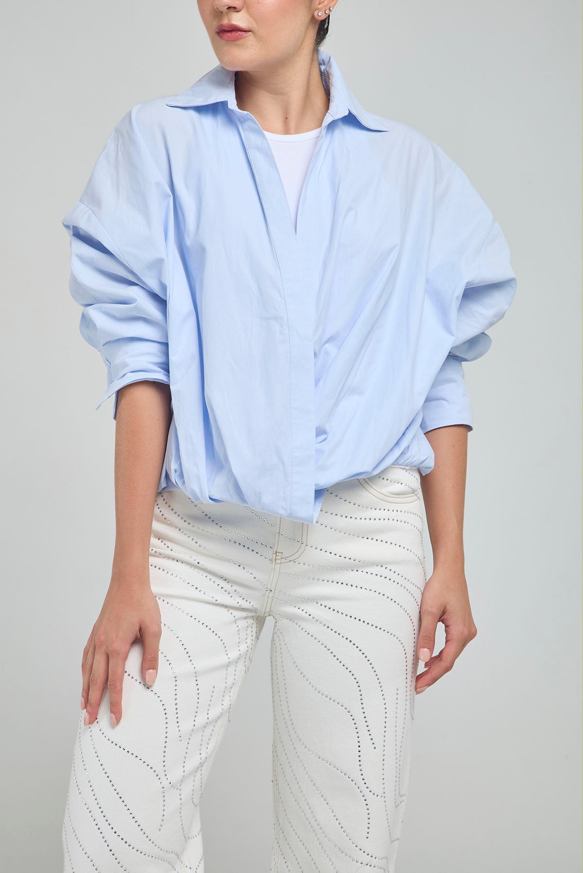 CAMISA CON TOP INTERNO RESORTE PRETINA  M/L CUELLO CAMISERO