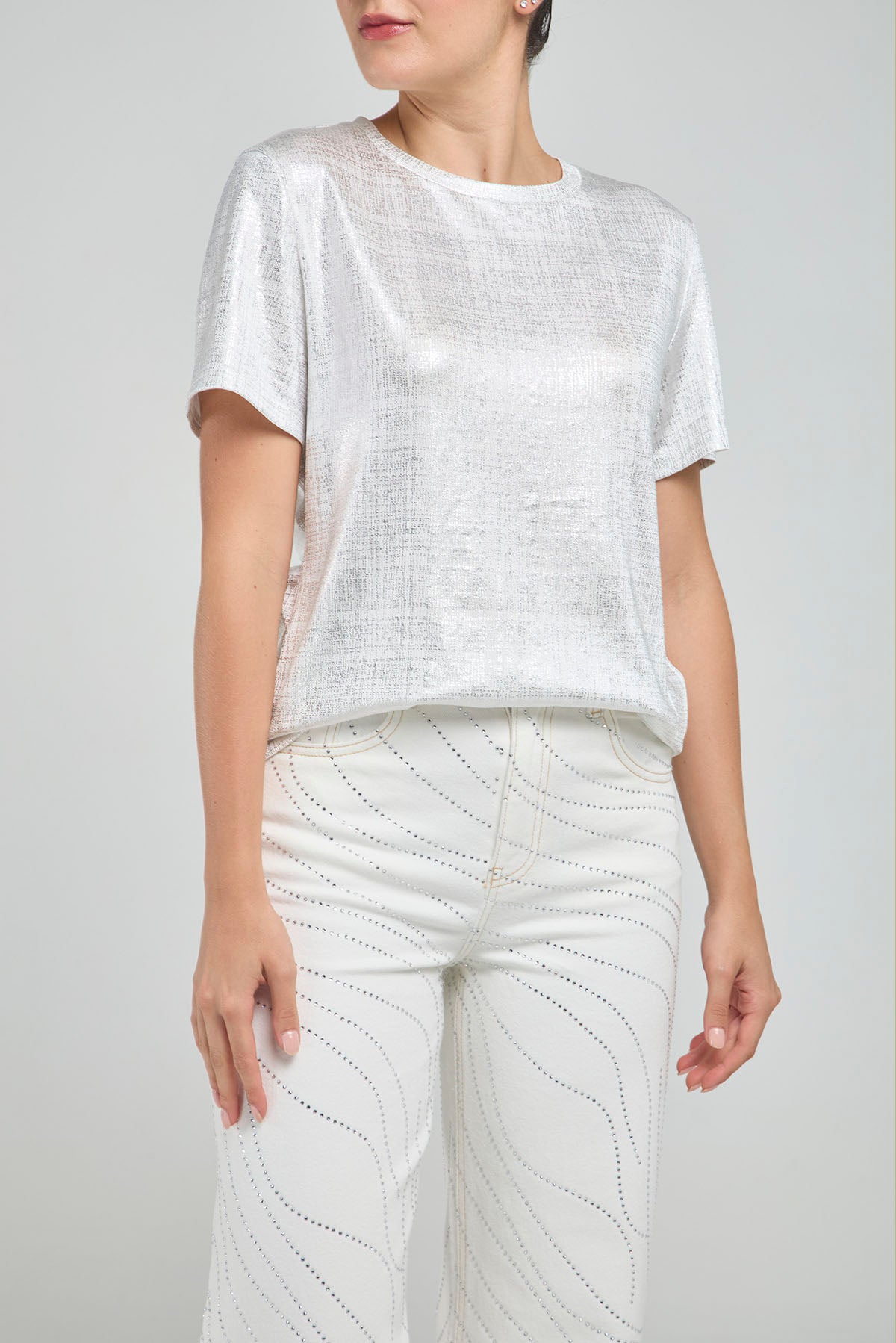 CAMISETA BASICA LUREX CUELLO REDONDO  MANGA CORTA