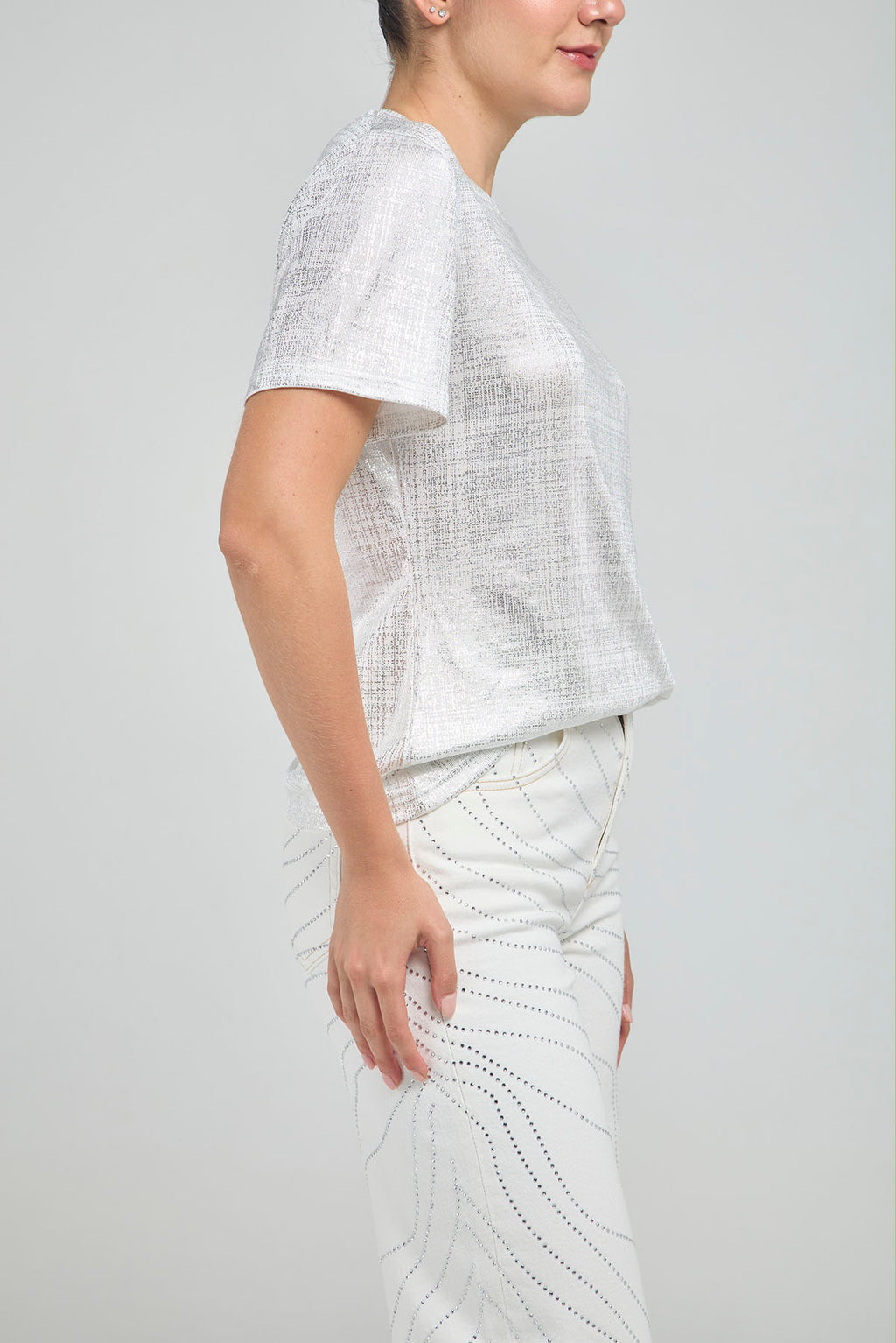 CAMISETA BASICA LUREX CUELLO REDONDO  MANGA CORTA