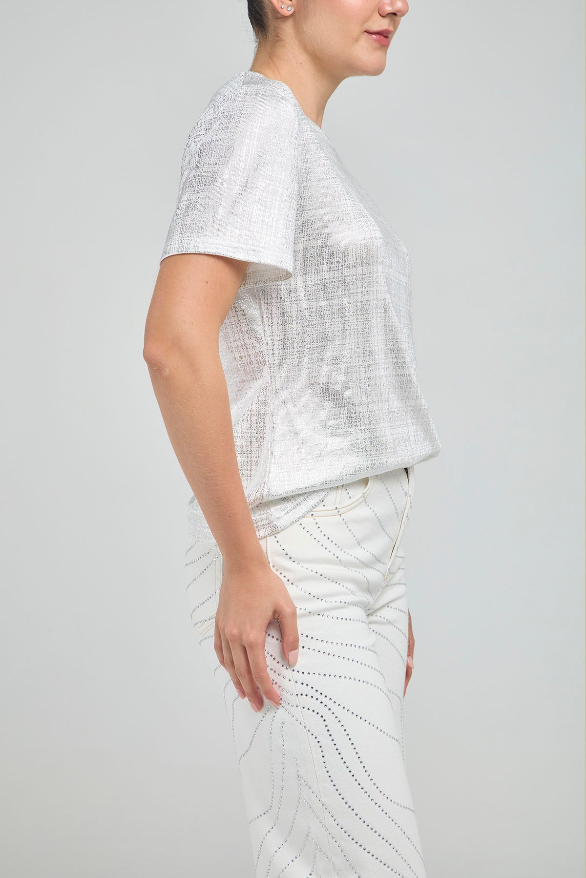 CAMISETA BASICA LUREX CUELLO REDONDO  MANGA CORTA