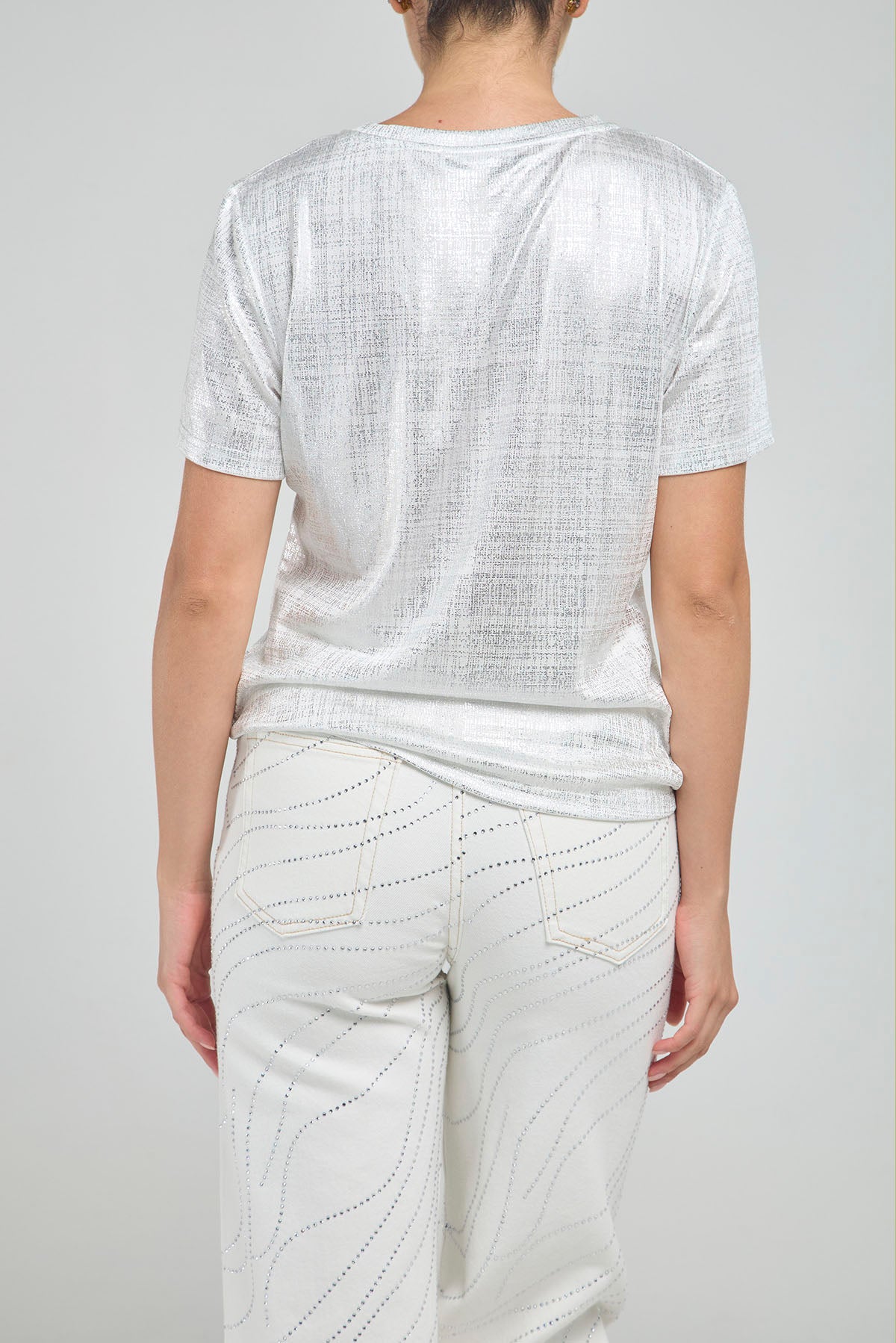 CAMISETA BASICA LUREX CUELLO REDONDO  MANGA CORTA